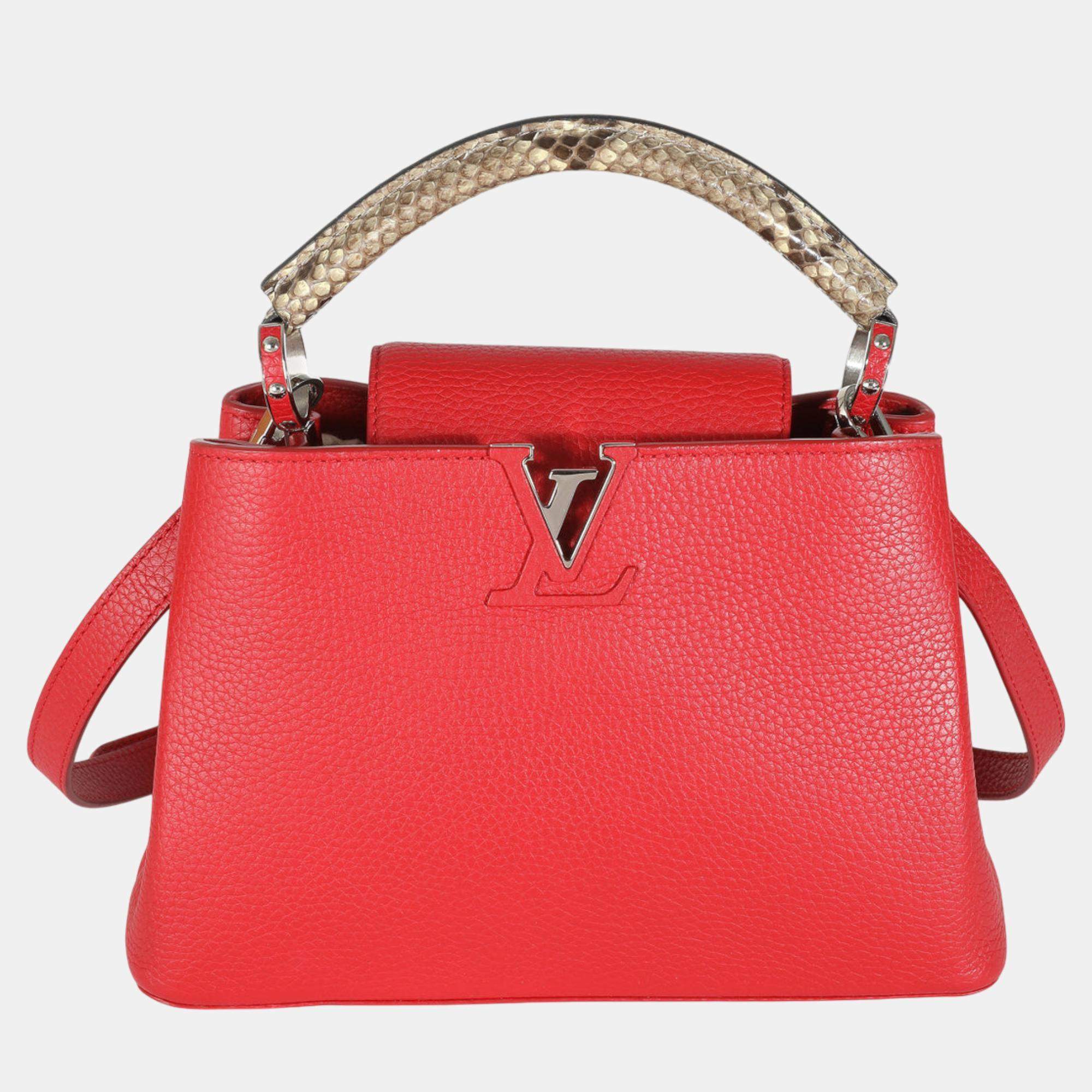 Louis Vuitton Red Python-Trimmed Taurillon Capucines BB Bag
