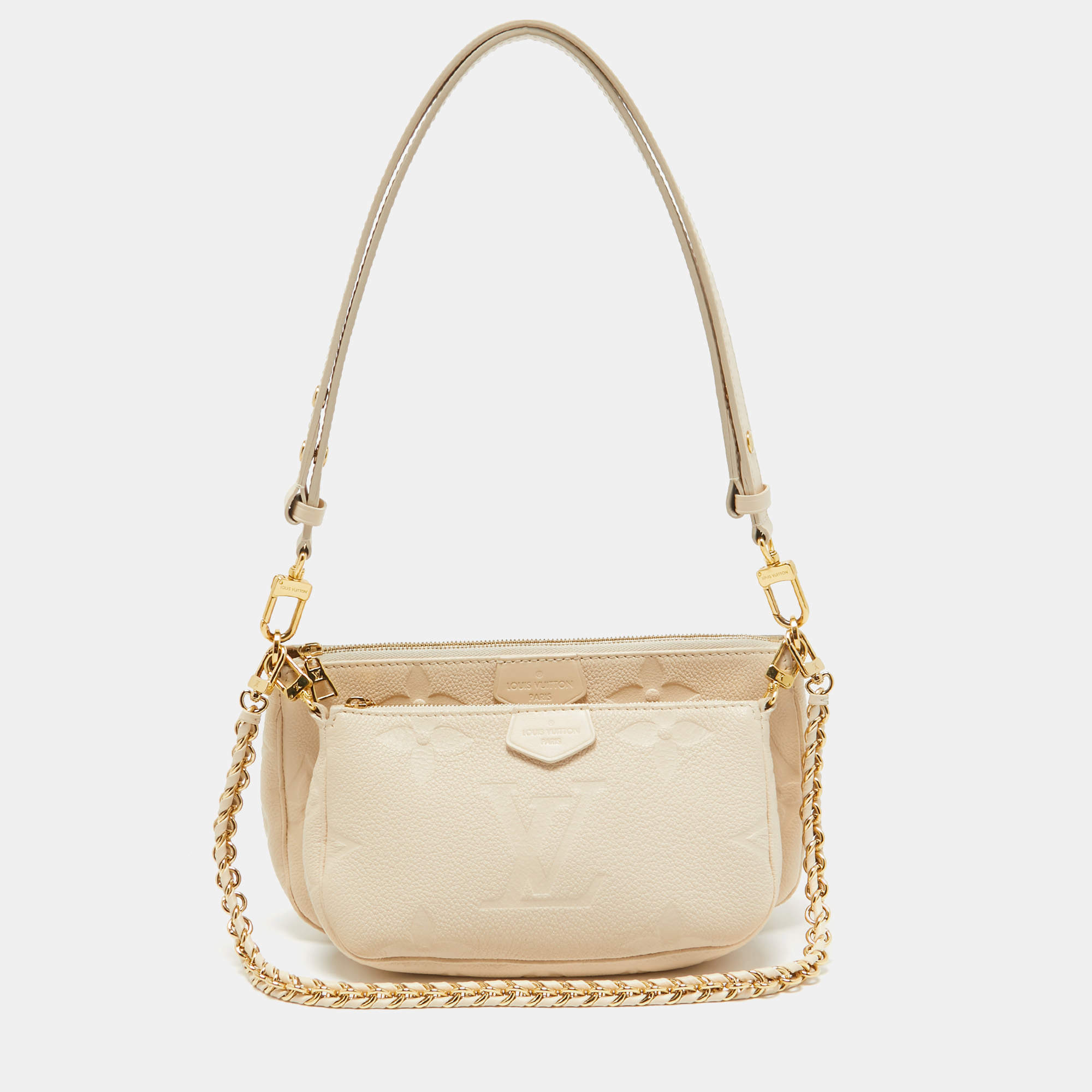 Pre Owned Louis Vuitton Cream Empreinte Leather Multi Pochette Accessoires Bag