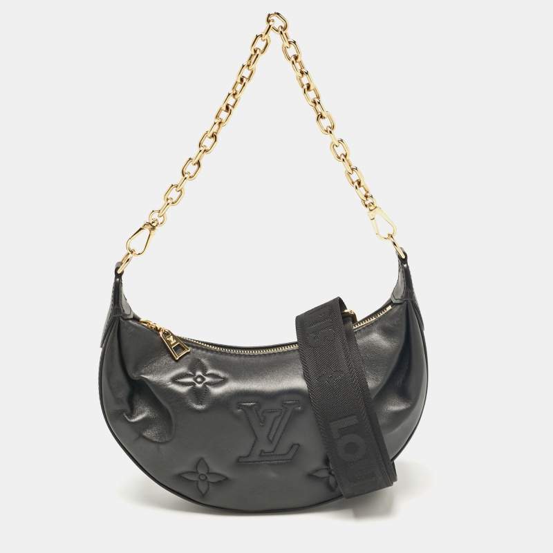 Pre Owned Louis Vuitton Black Monogram Leather Over The Moon Bag