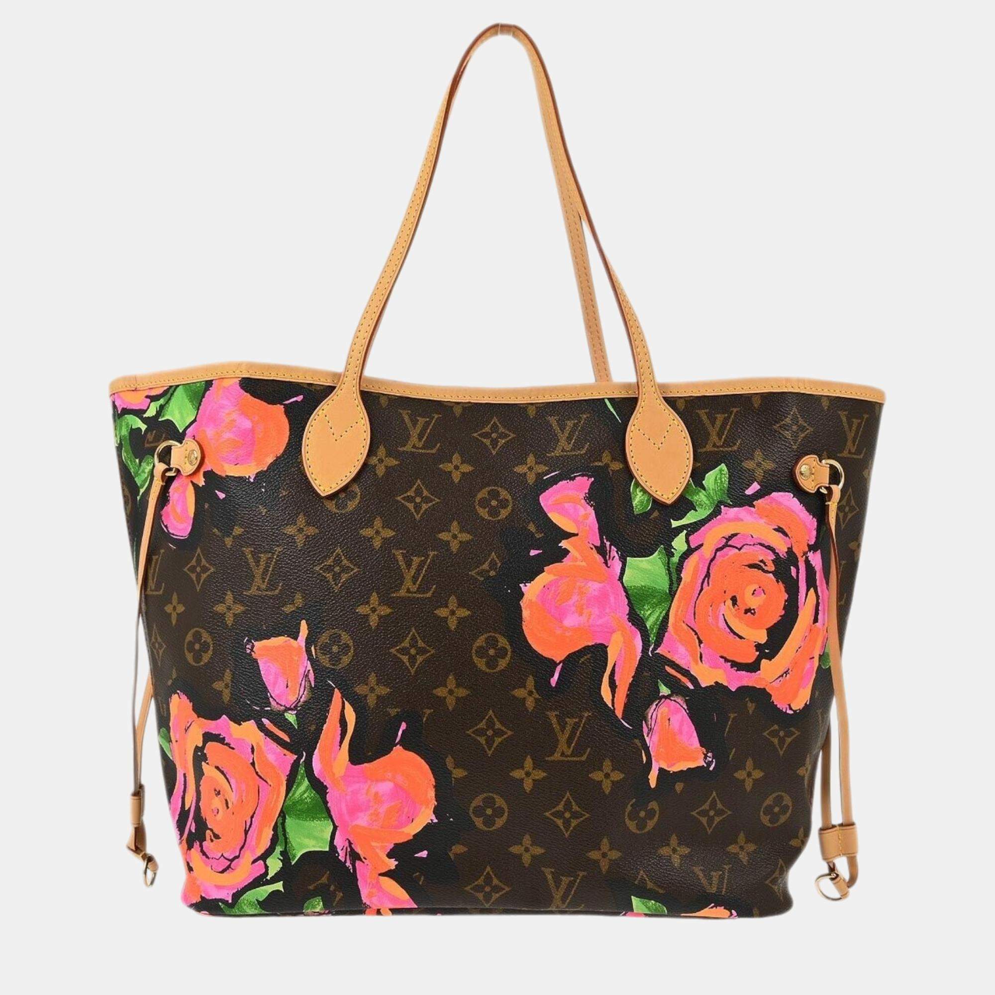 Louis Vuitton Monogram Rose Neverfull MM Shoulder Tote Bag