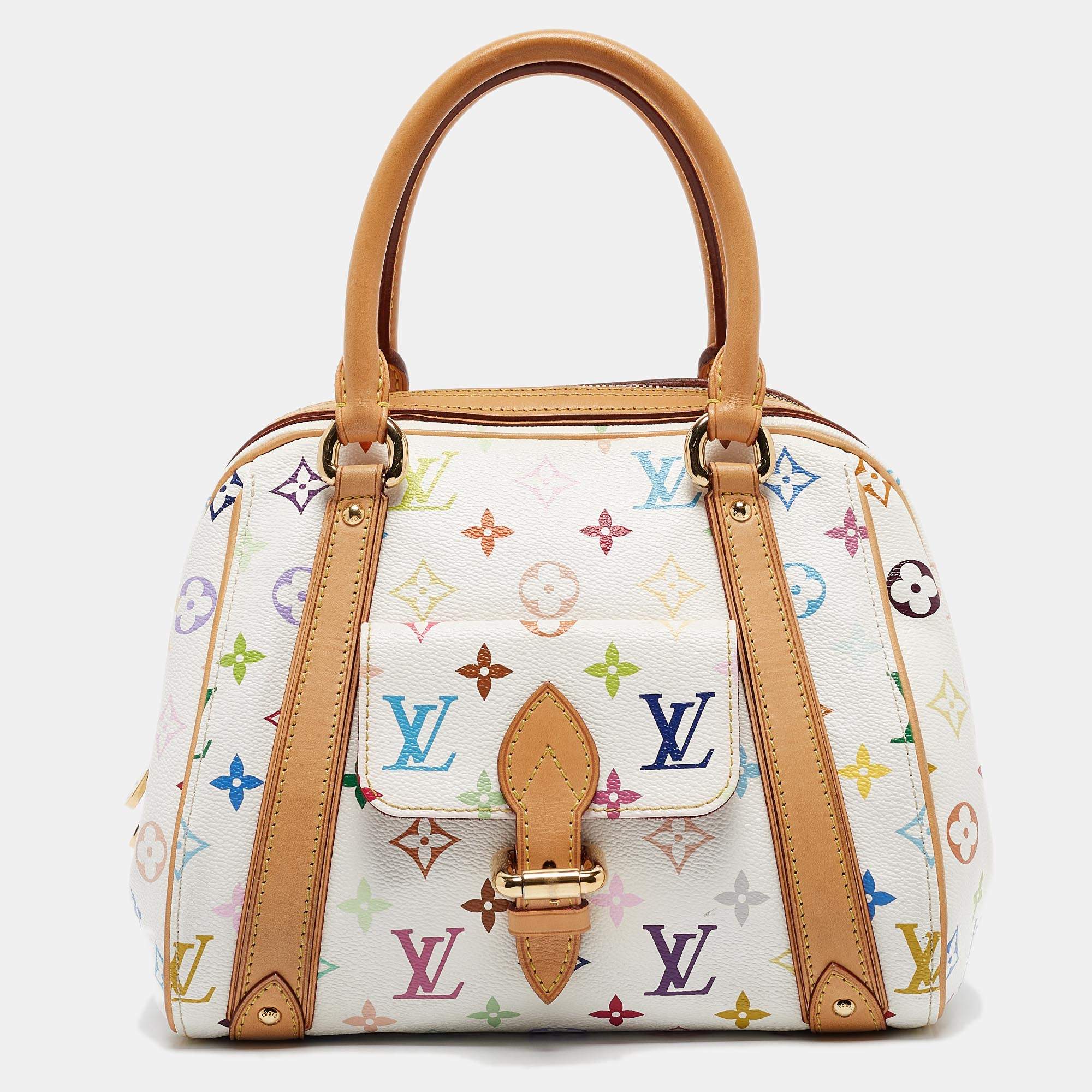 Pre Owned Louis Vuitton White Monogram Multicolore Canvas Priscilla Bag
