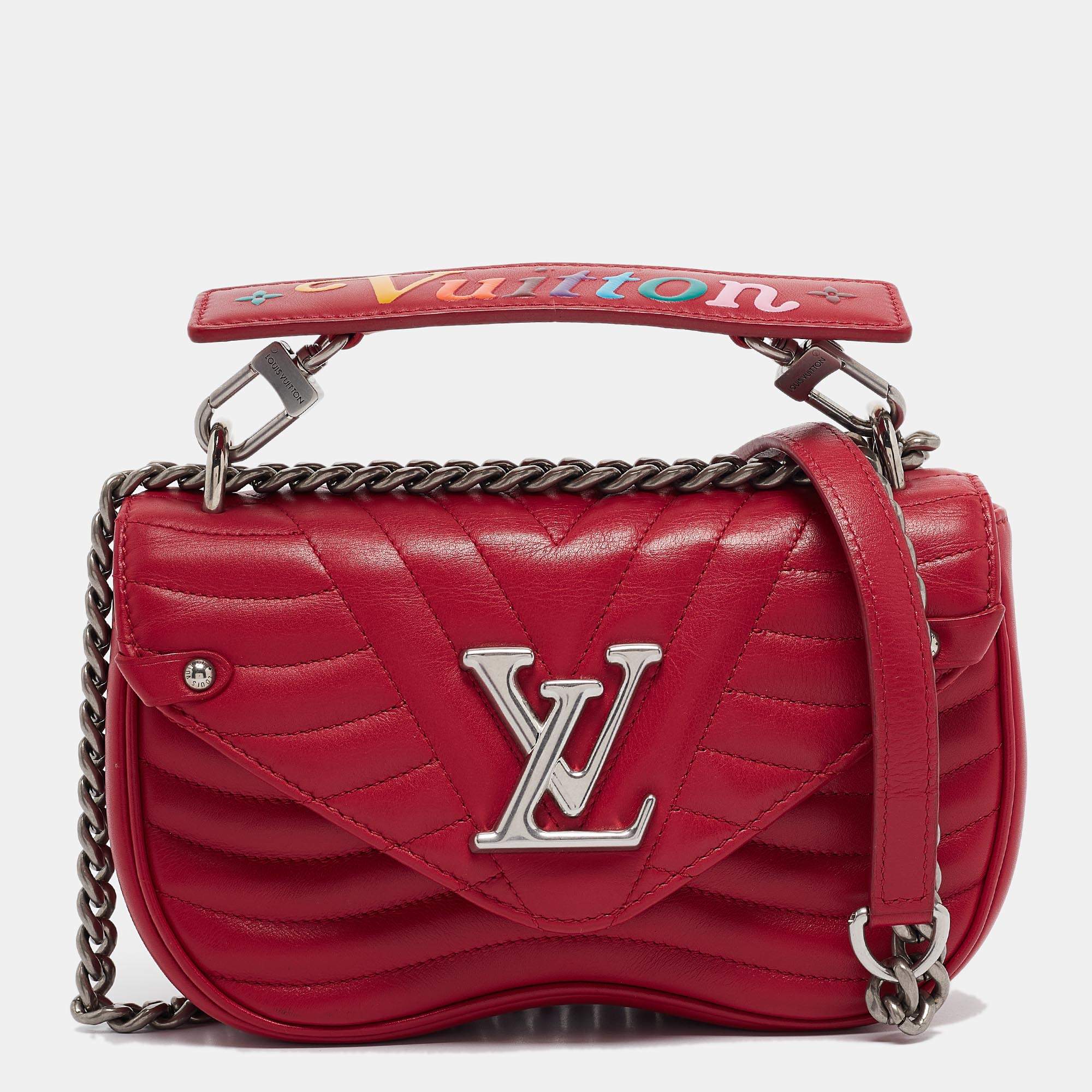 Louis Vuitton Red Leather New Wave Chain PM Bag Louis