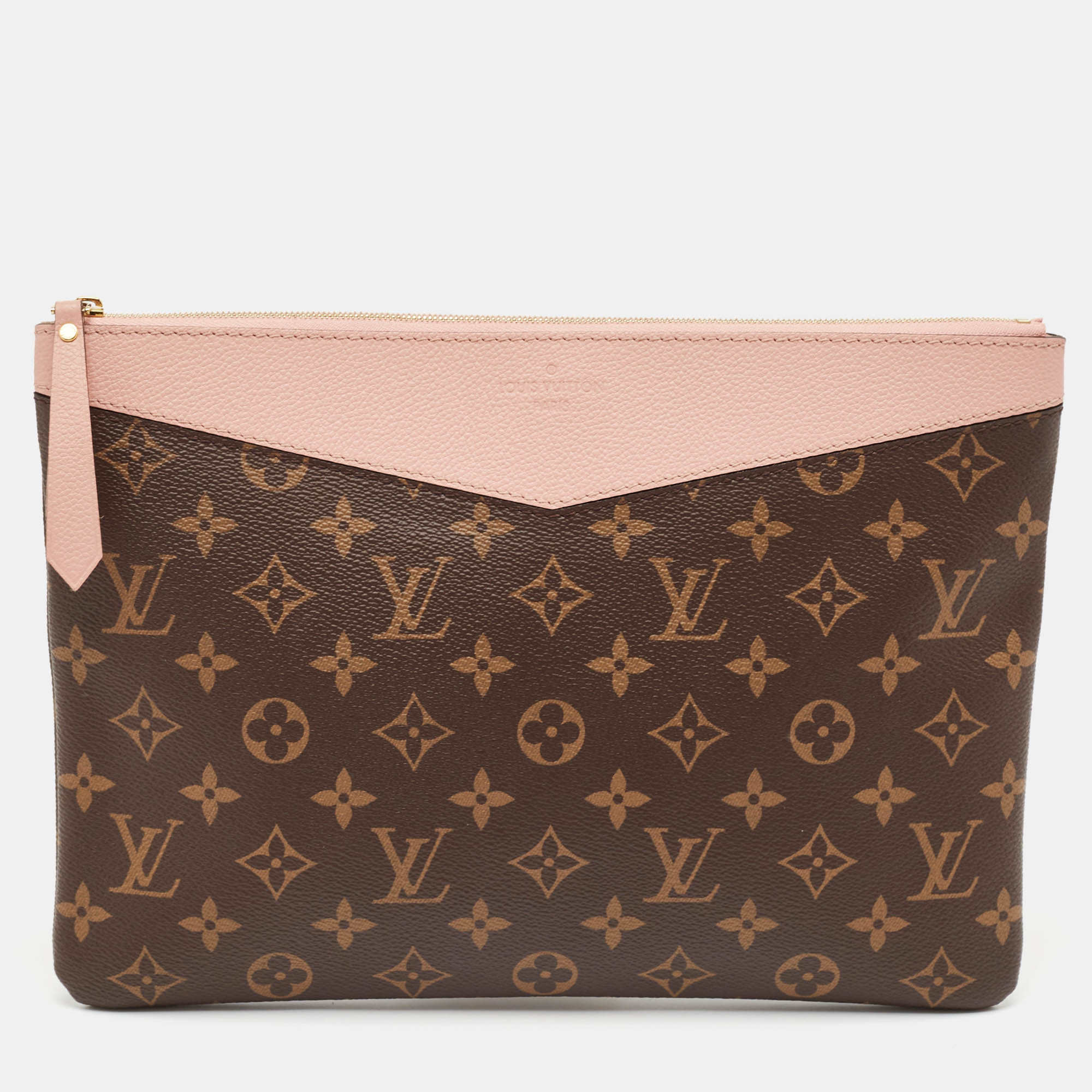 Pre Owned Louis Vuitton Rose Poudre Monogram Canvas Daily Pouch