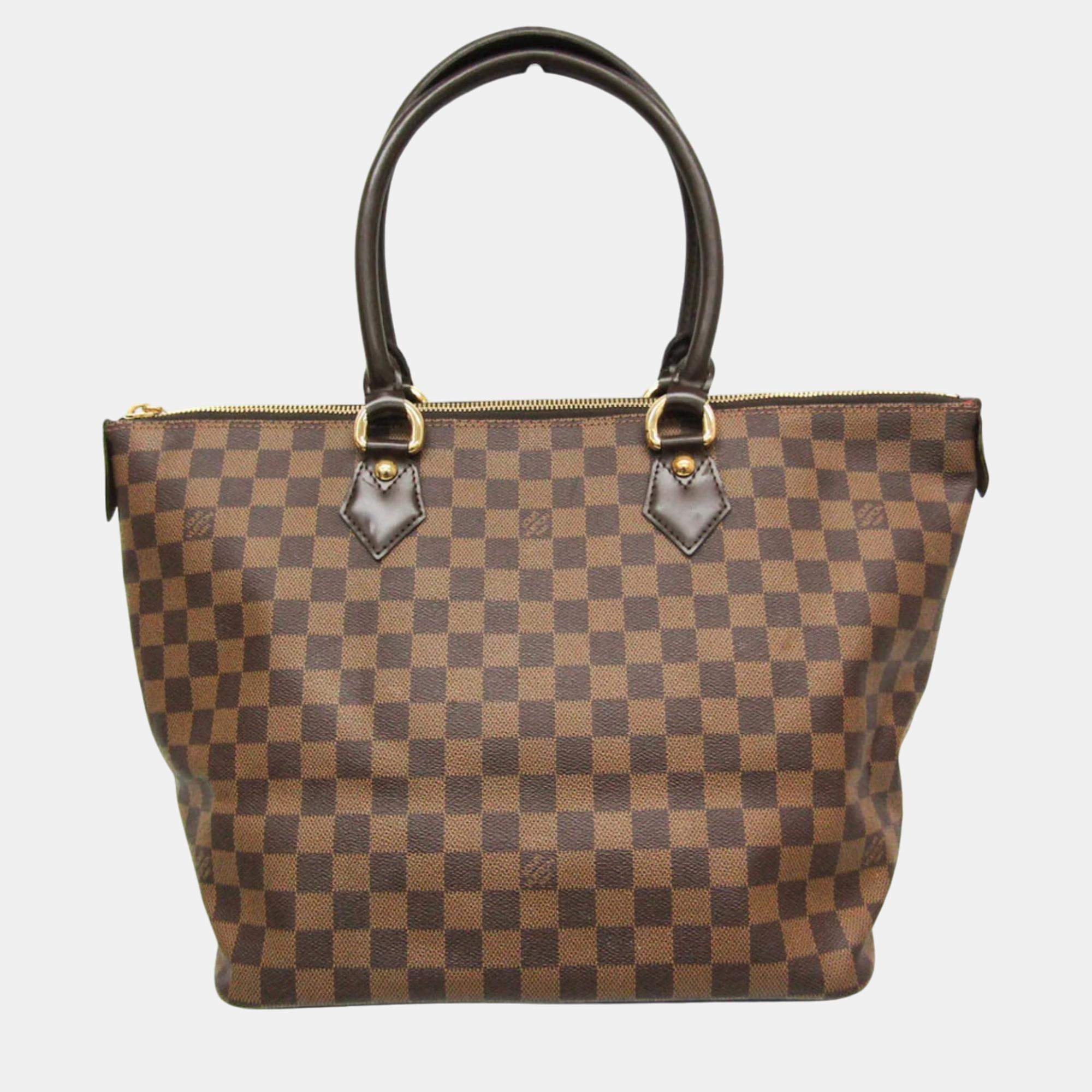 Pre Owned Louis Vuitton Ebene Damier Saleya MM Handbag