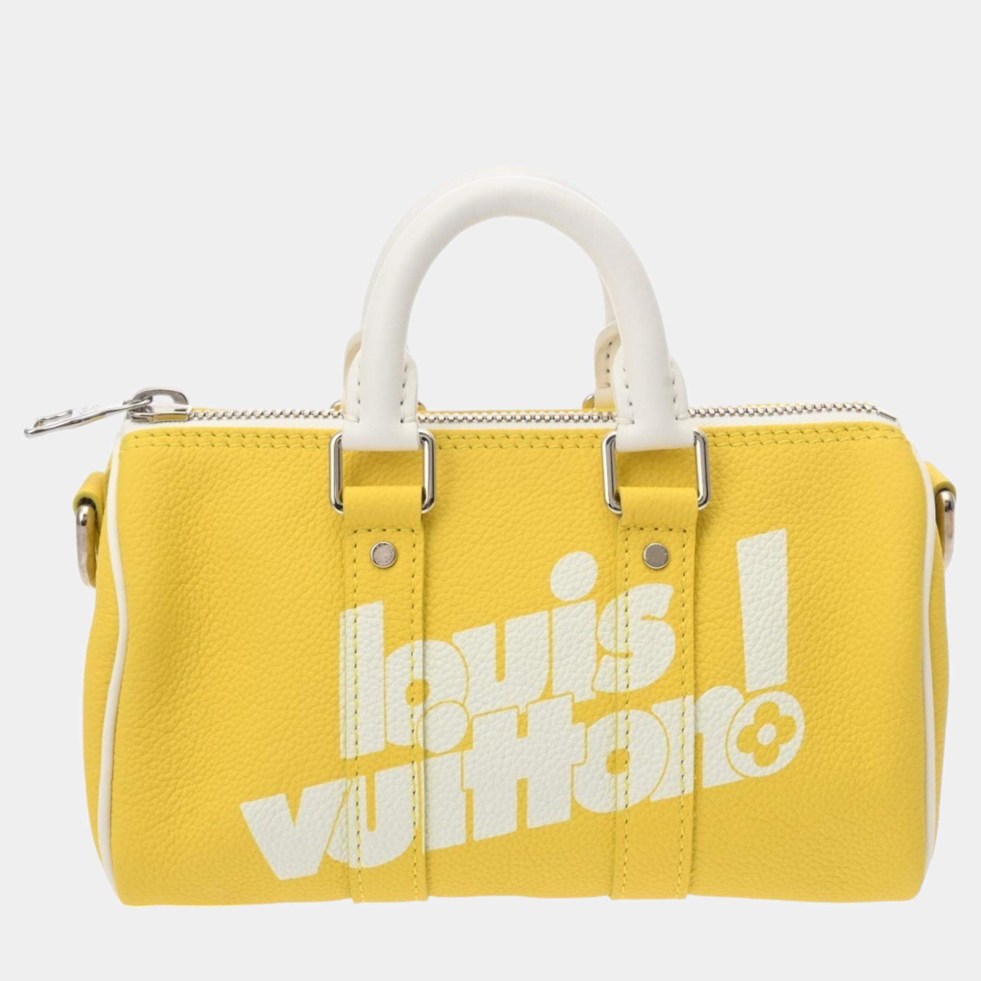 Louis Vuitton Yellow/White Leather Everyday LV Keepall XS Shoulder Bag