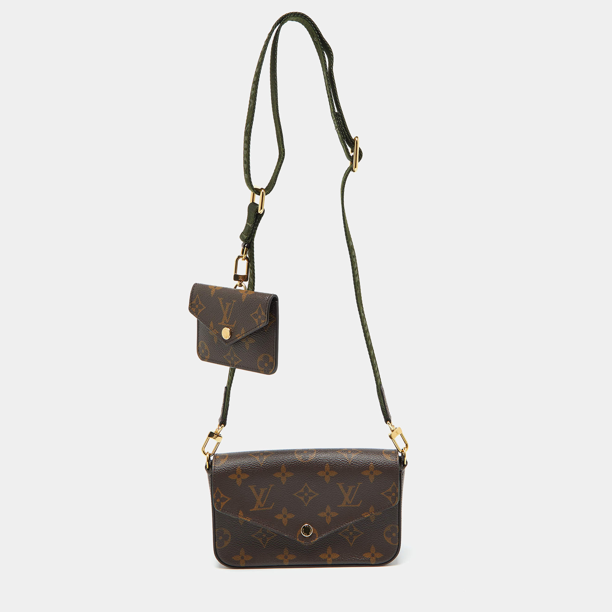 Pre Owned Louis Vuitton Khaki Monogram Canvas Félicie Strap & Go Bag