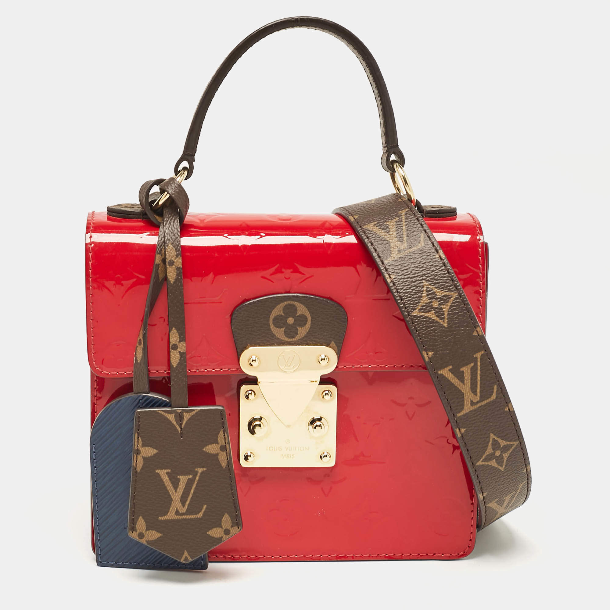 Pre Owned Louis Vuitton Scarlet Monogram Vernis and Epi Leather Spring Street Bag