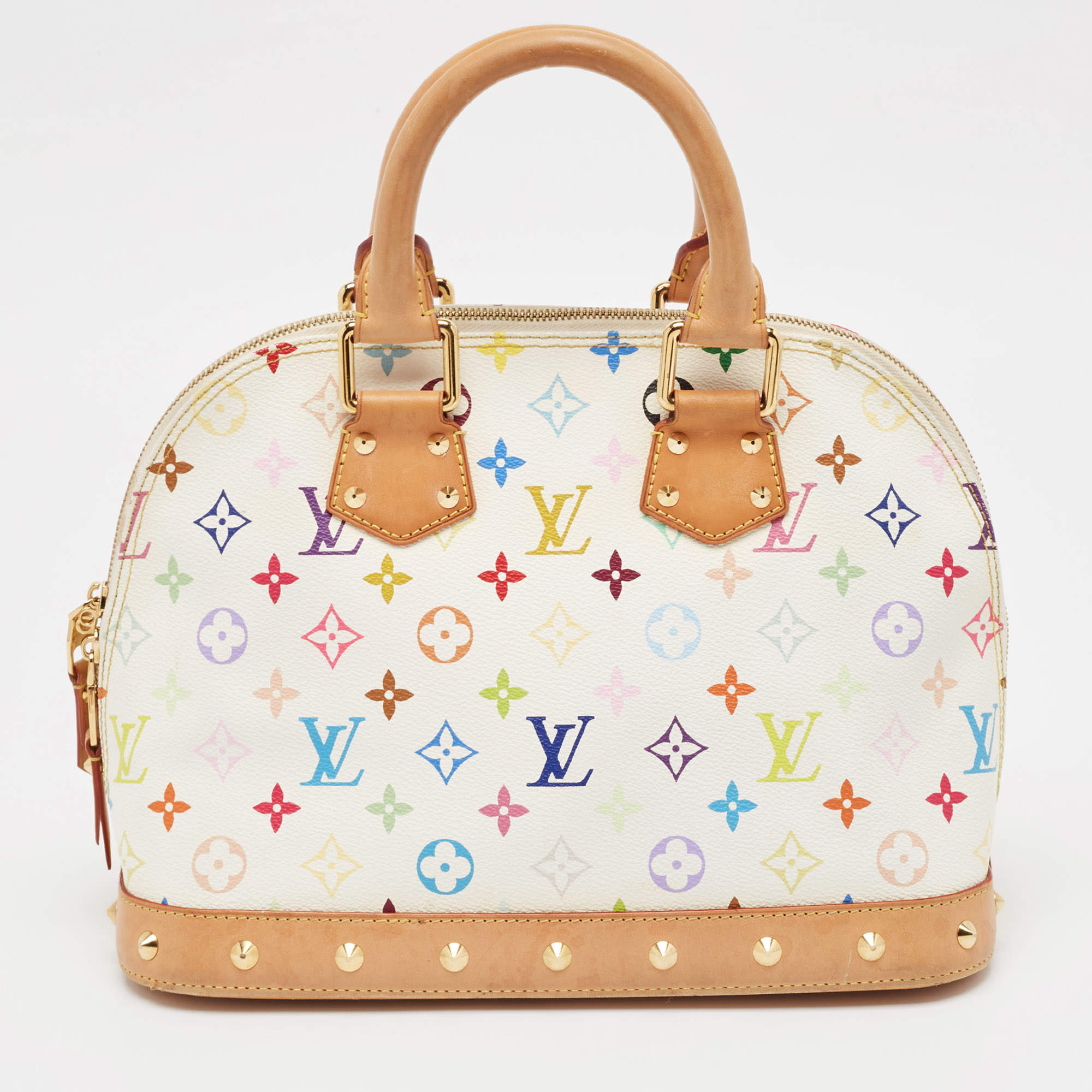 Pre Owned Louis Vuitton White Monogram Multicolore Canvas Alma PM Bag