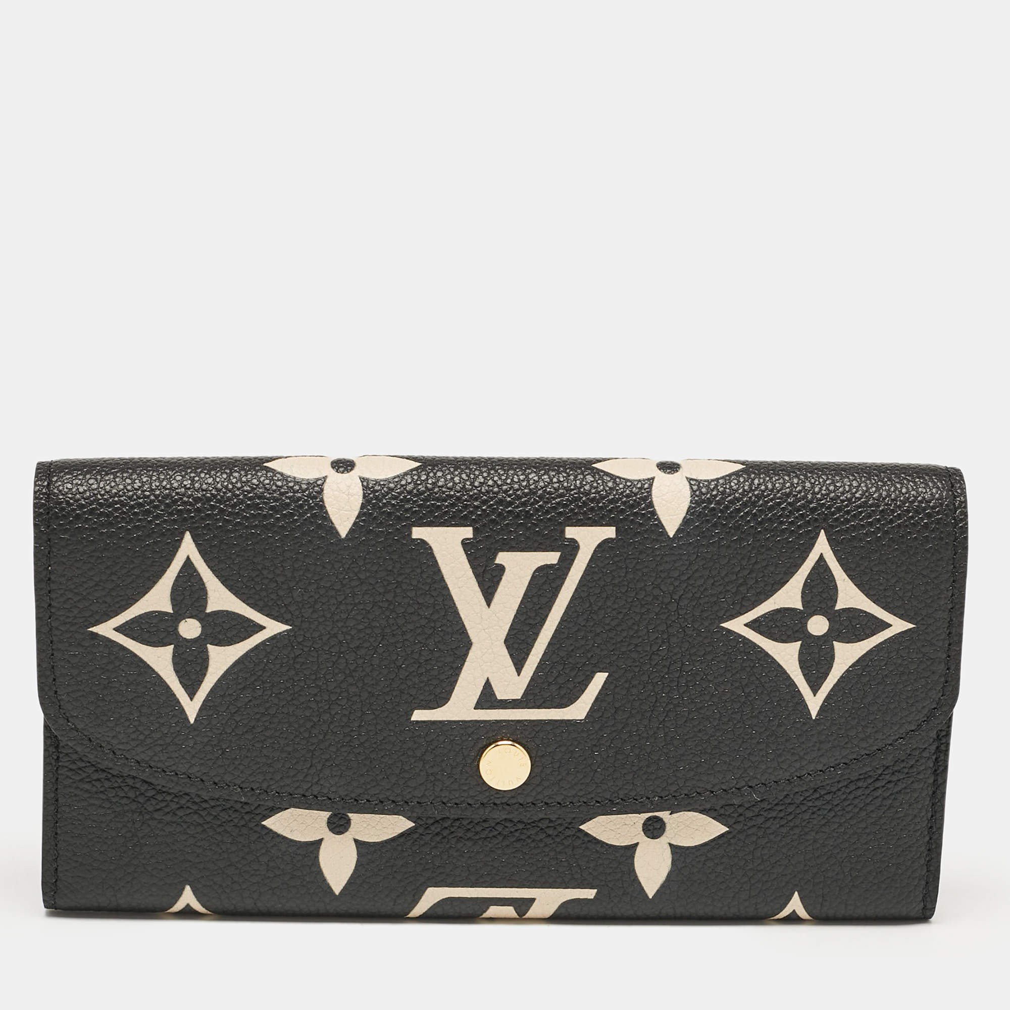 Louis Vuitton Black/Beige Giant Monogram Empreinte Leather Emilie Wallet