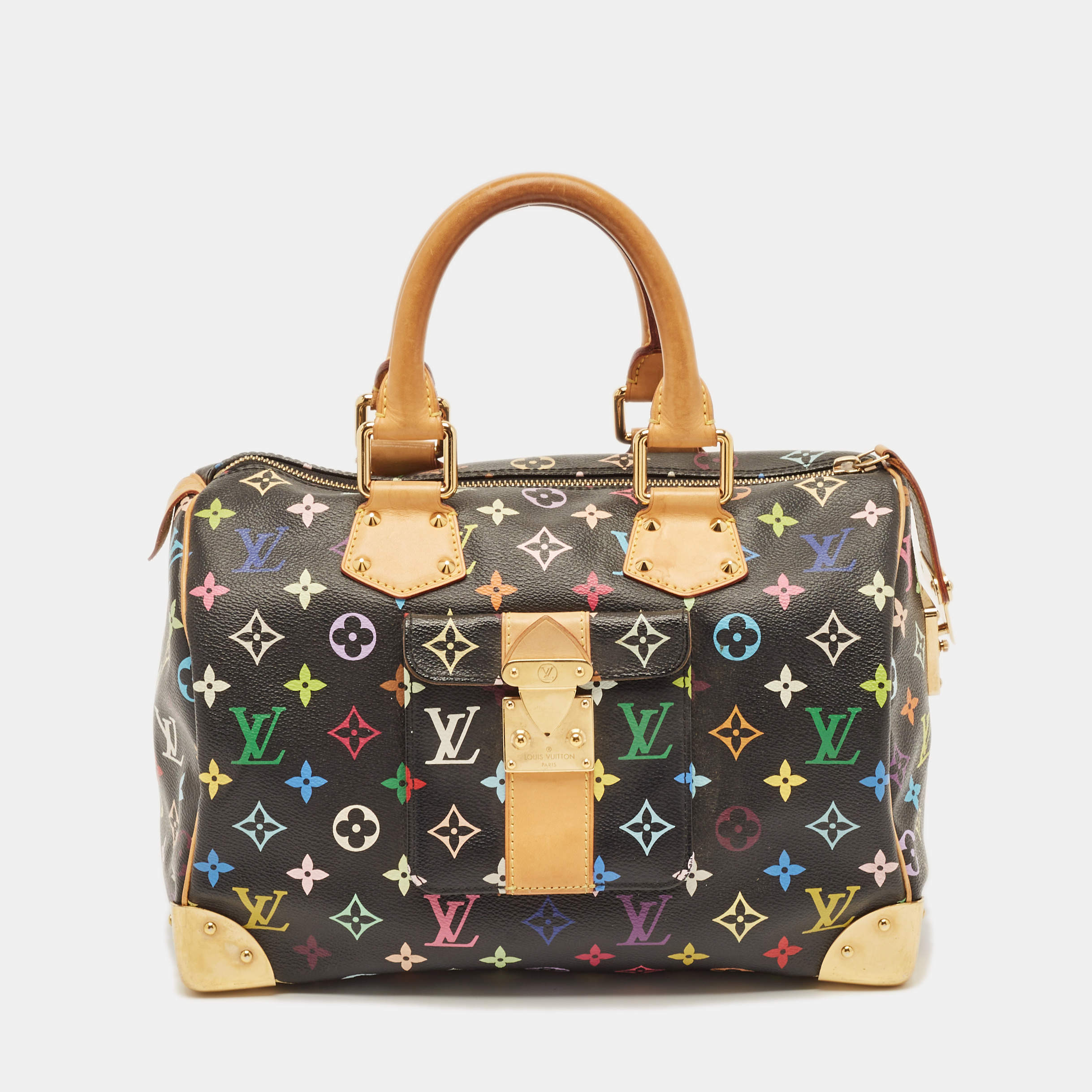Pre Owned Louis Vuitton Black Monogram Multicolore Canvas Speedy 30 Bag