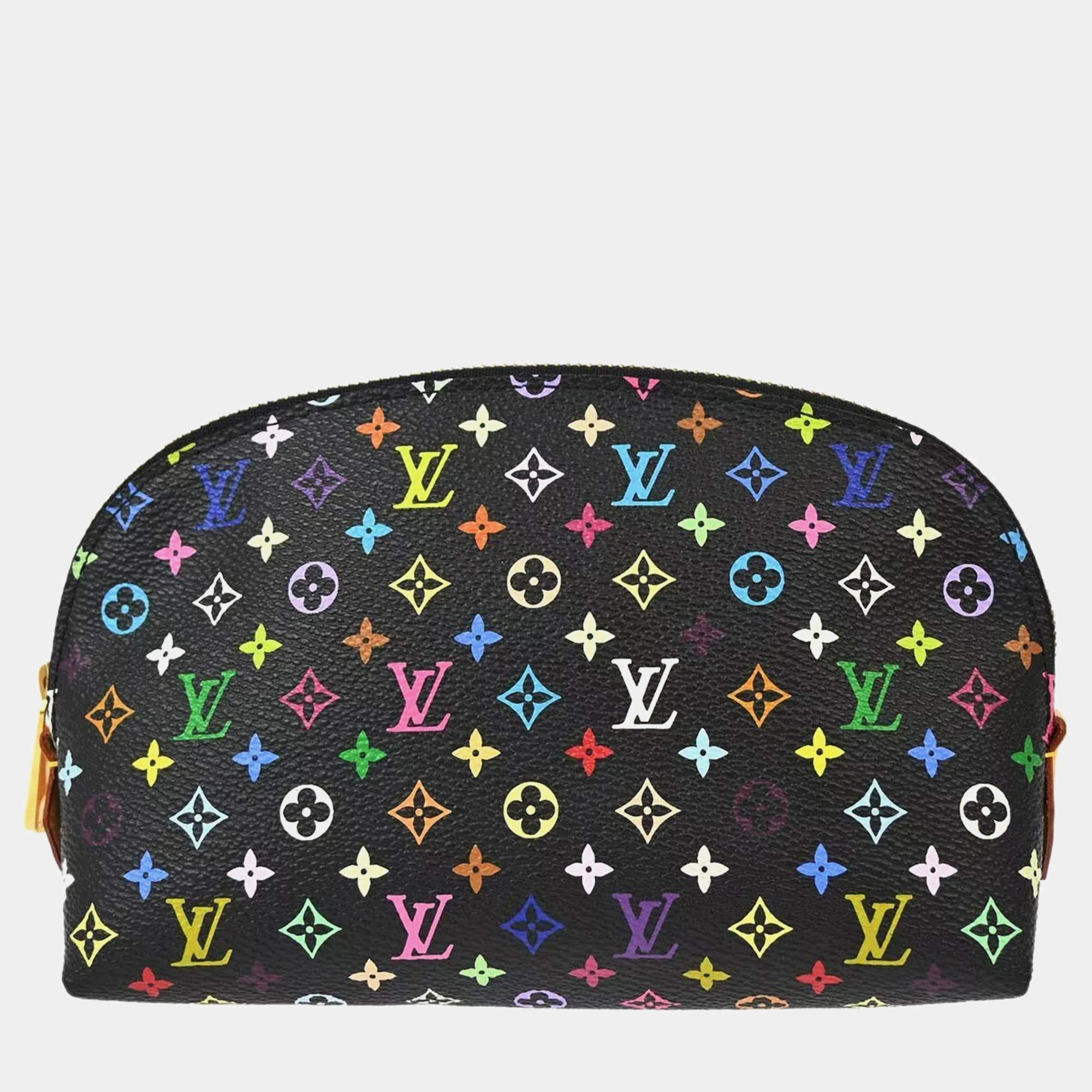 Louis Vuitton Black Monogram Multicolor Pochette Cosmetic Bag