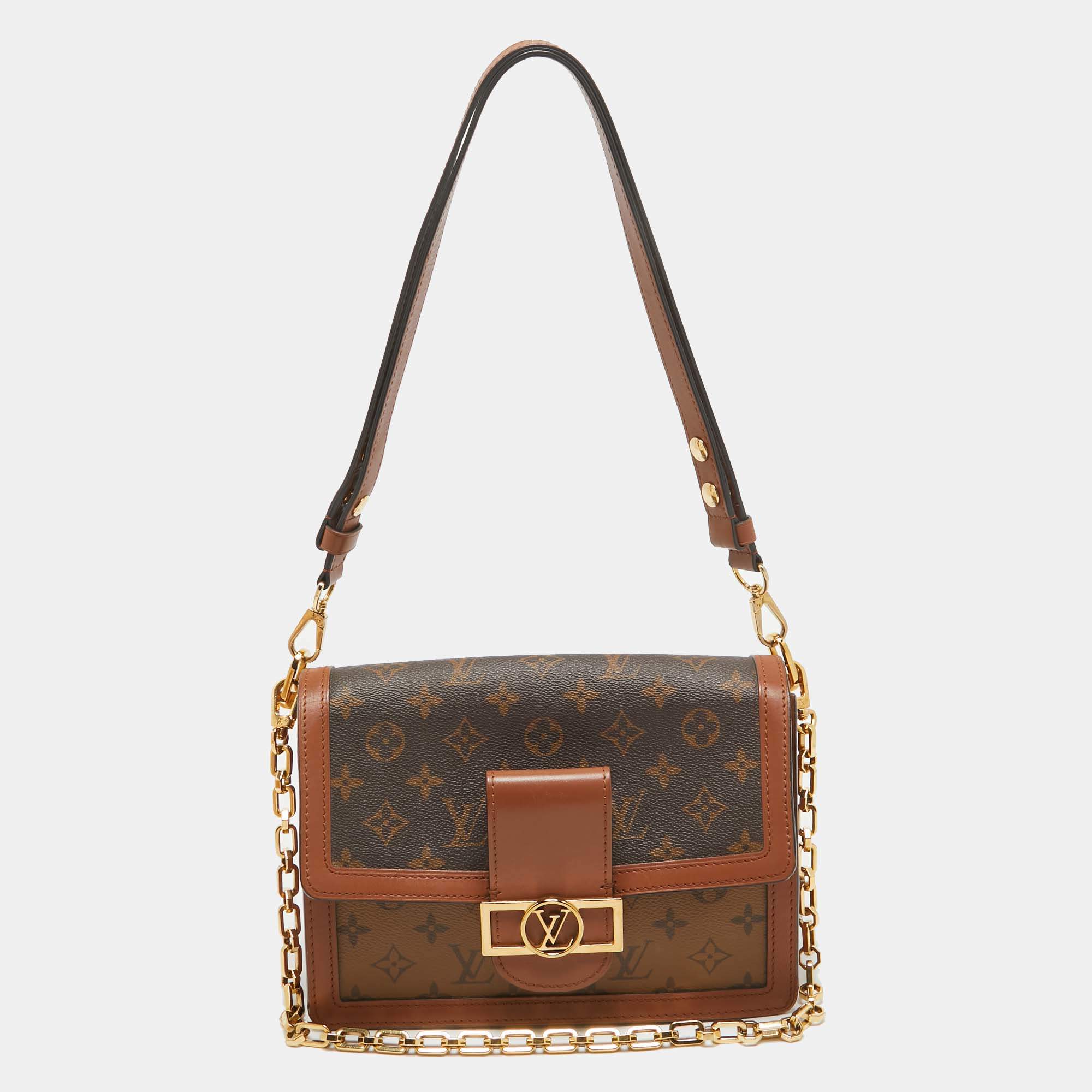 Pre Owned Louis Vuitton Monogram/Monogram Reverse Canvas Dauphine MM Bag