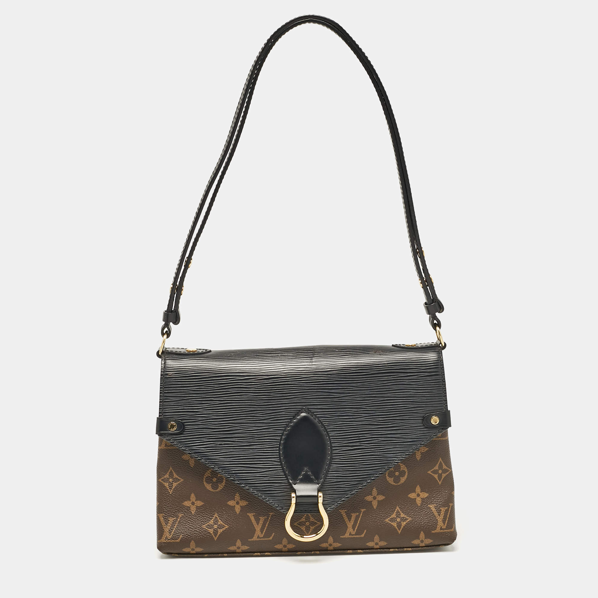 Louis Vuitton Black Epi Leather and Monogram Canvas Saint Michel Bag