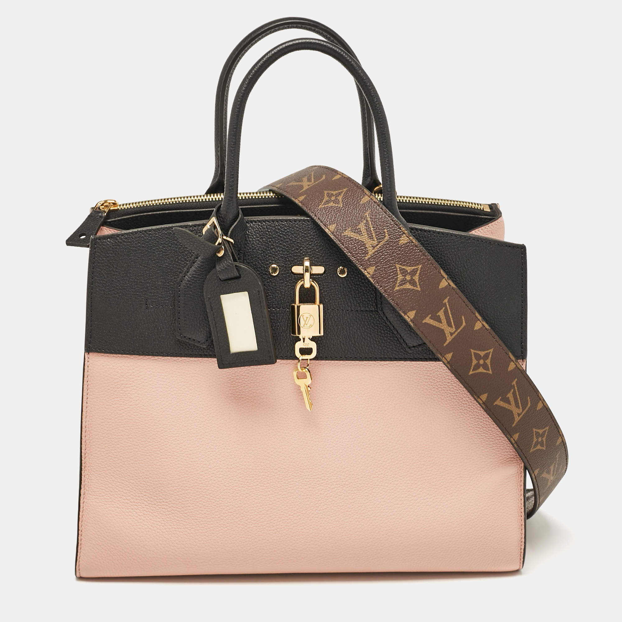 Louis Vuitton Black/Pink Leather City Steamer MM Bag