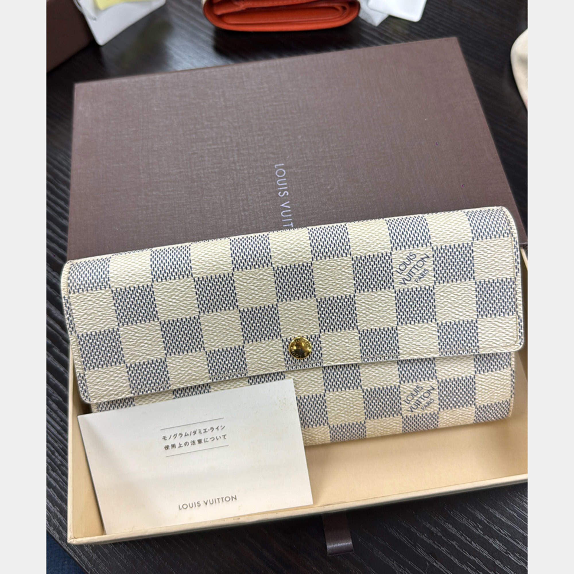 Pre Owned Louis Vuitton Damier Azur Porte Tresor Wallet