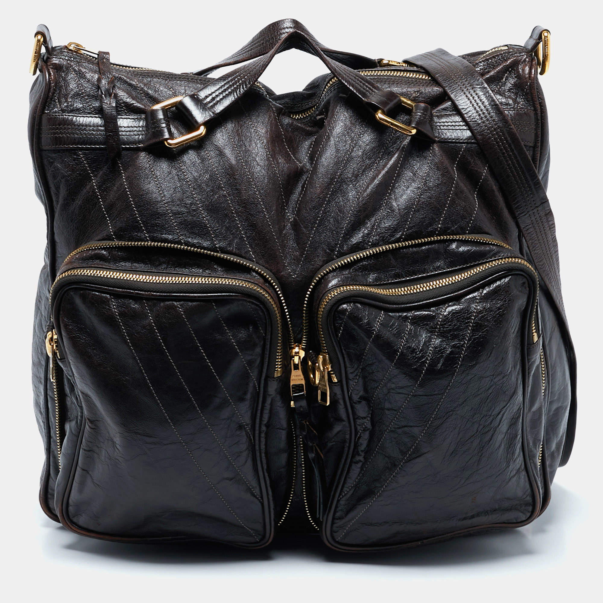 Louis Vuitton Dark Brown Leather Soana Sacoche MM Bag
