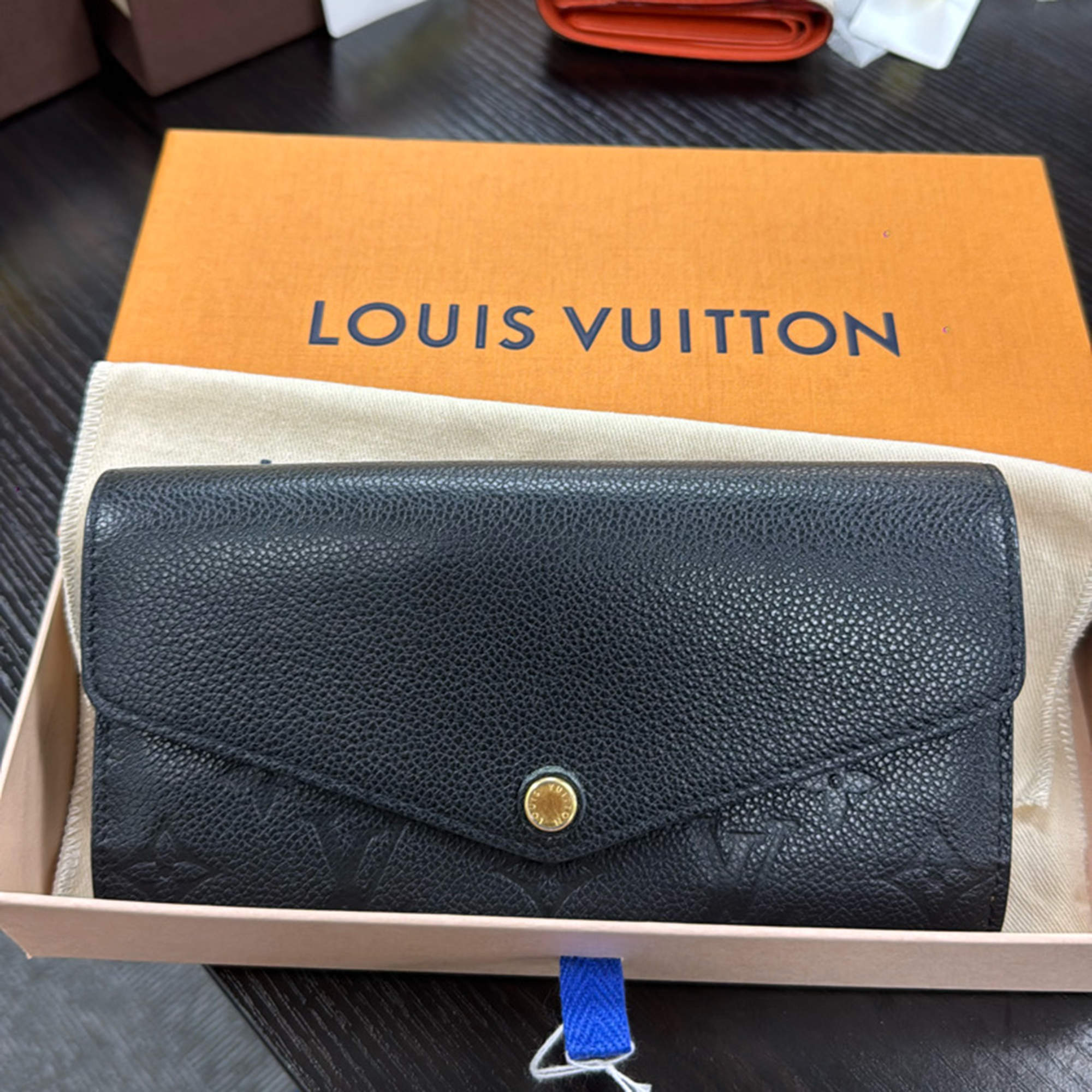 Pre Owned Louis Vuitton Empreinte Black Sarah Wallet