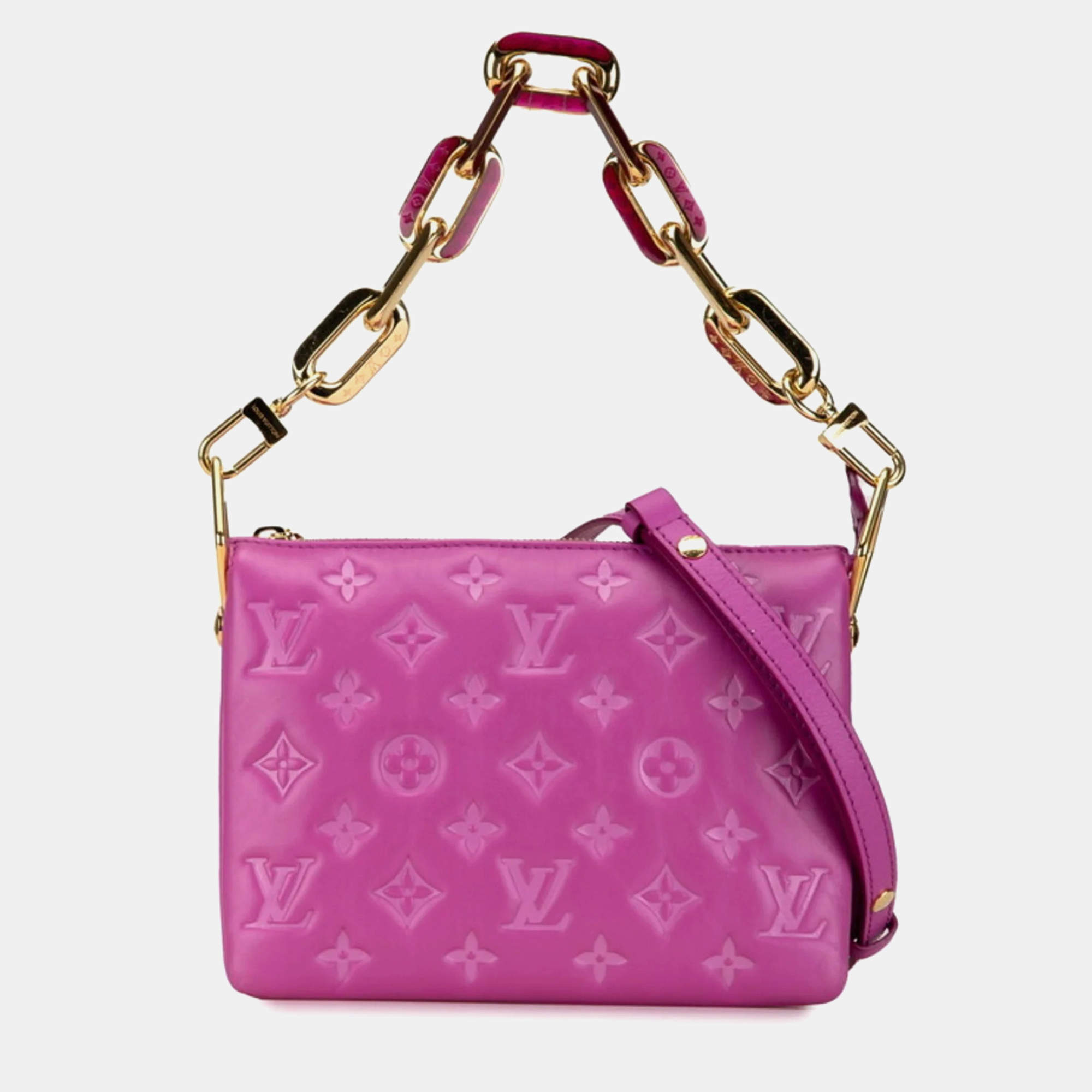 Louis Vuitton Orchidee Pink Lambskin Monogram Coussin Bb Shoulder Bag