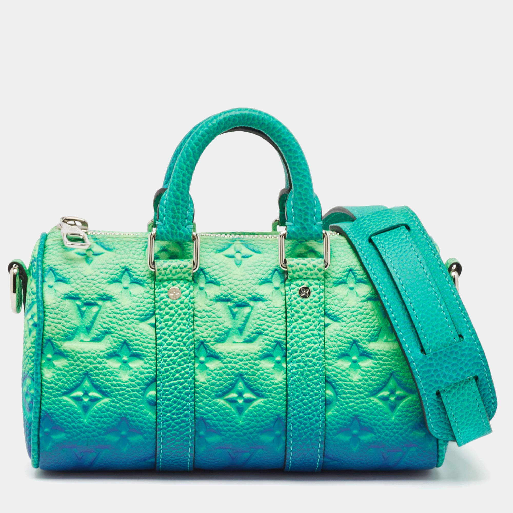 Louis Vuitton Blue/Vert Monogram Taurillon Leather Illusion Keepall XS Bag