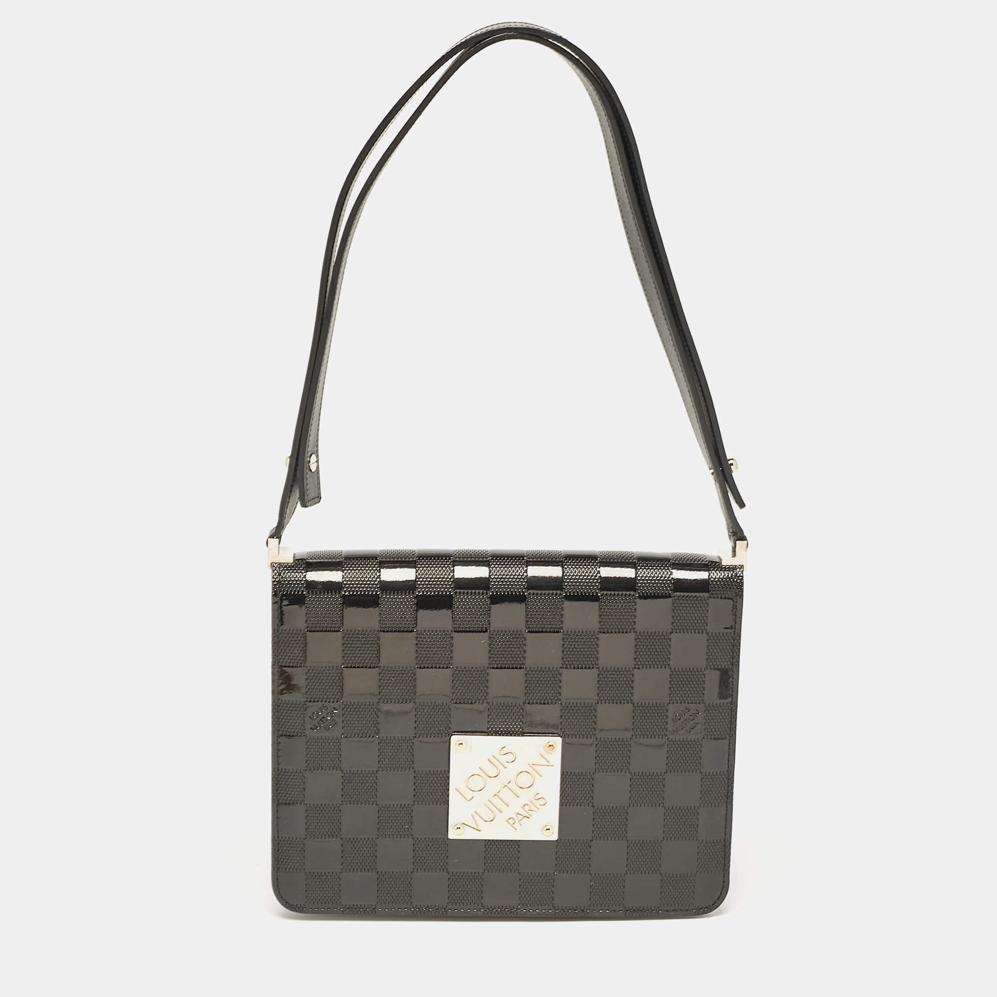 Pre Owned Louis Vuitton Black Damier Vernis Cabaret Bag