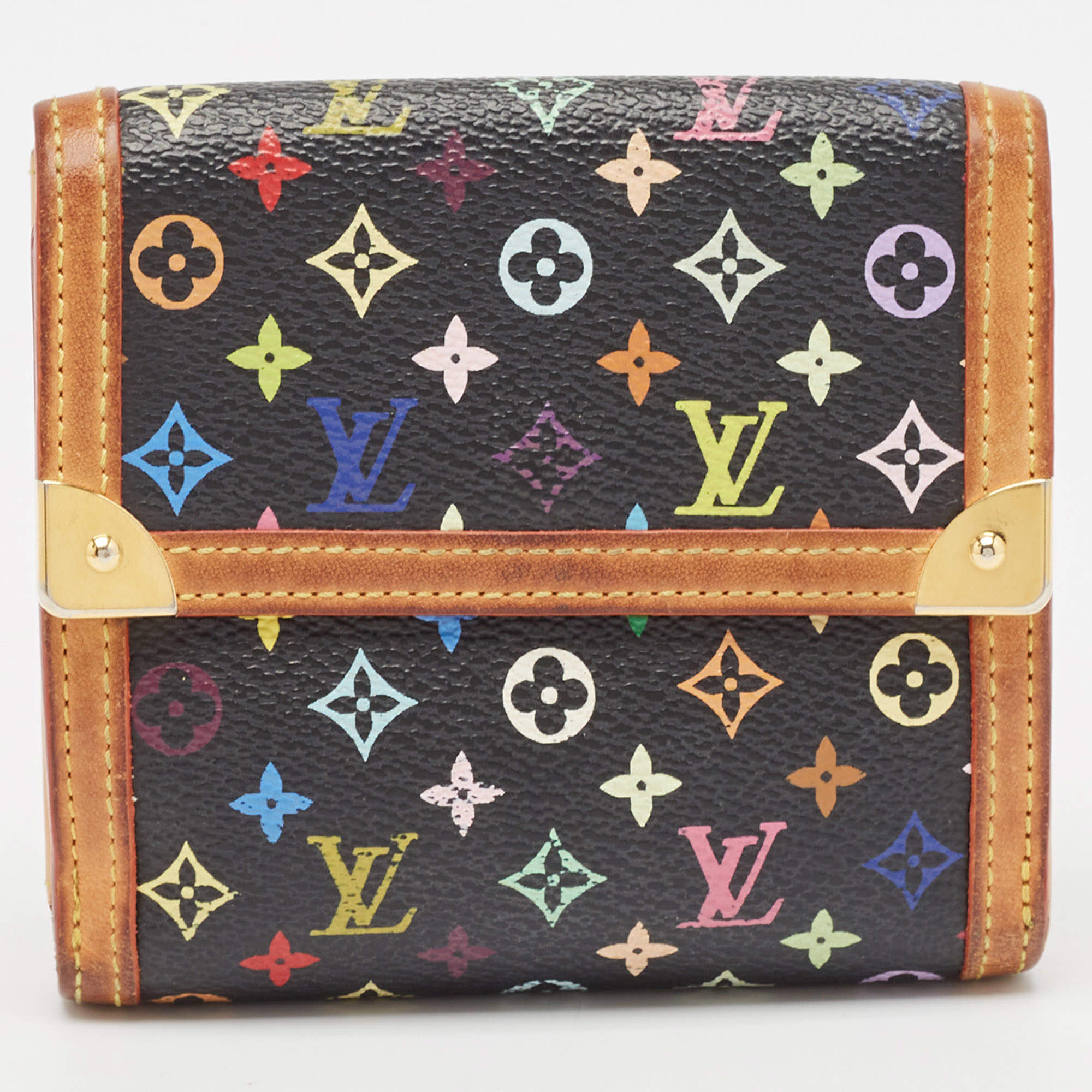 Louis Vuitton Black Monogram Multicolore Canvas Porte-Monnaie Billets Wallet