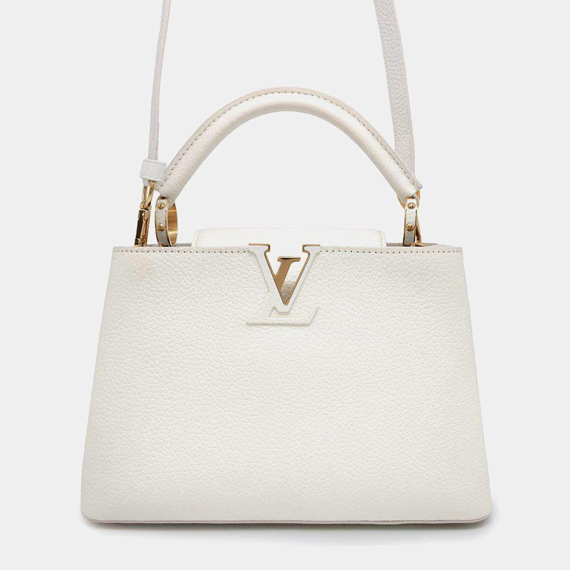 Louis Vuitton White Taurillon Leather Capucines Bag Size BB