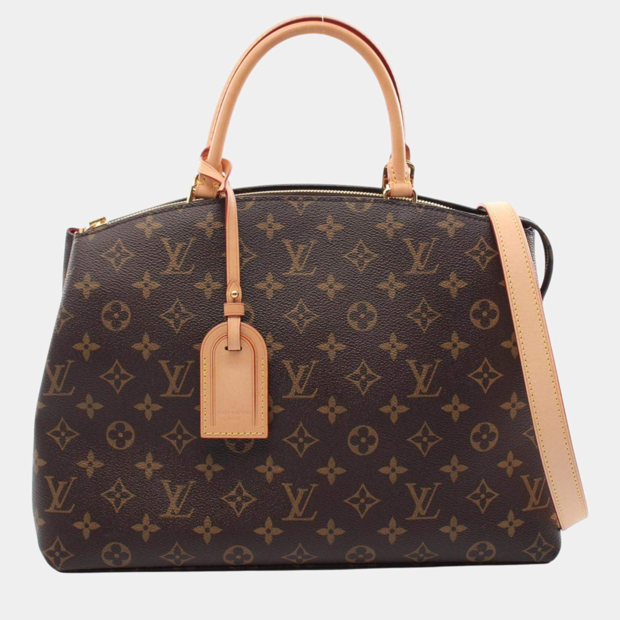Pre Owned Louis Vuitton Brown Coated Canvas Leather Monogram Grand Palais Mm Handbag