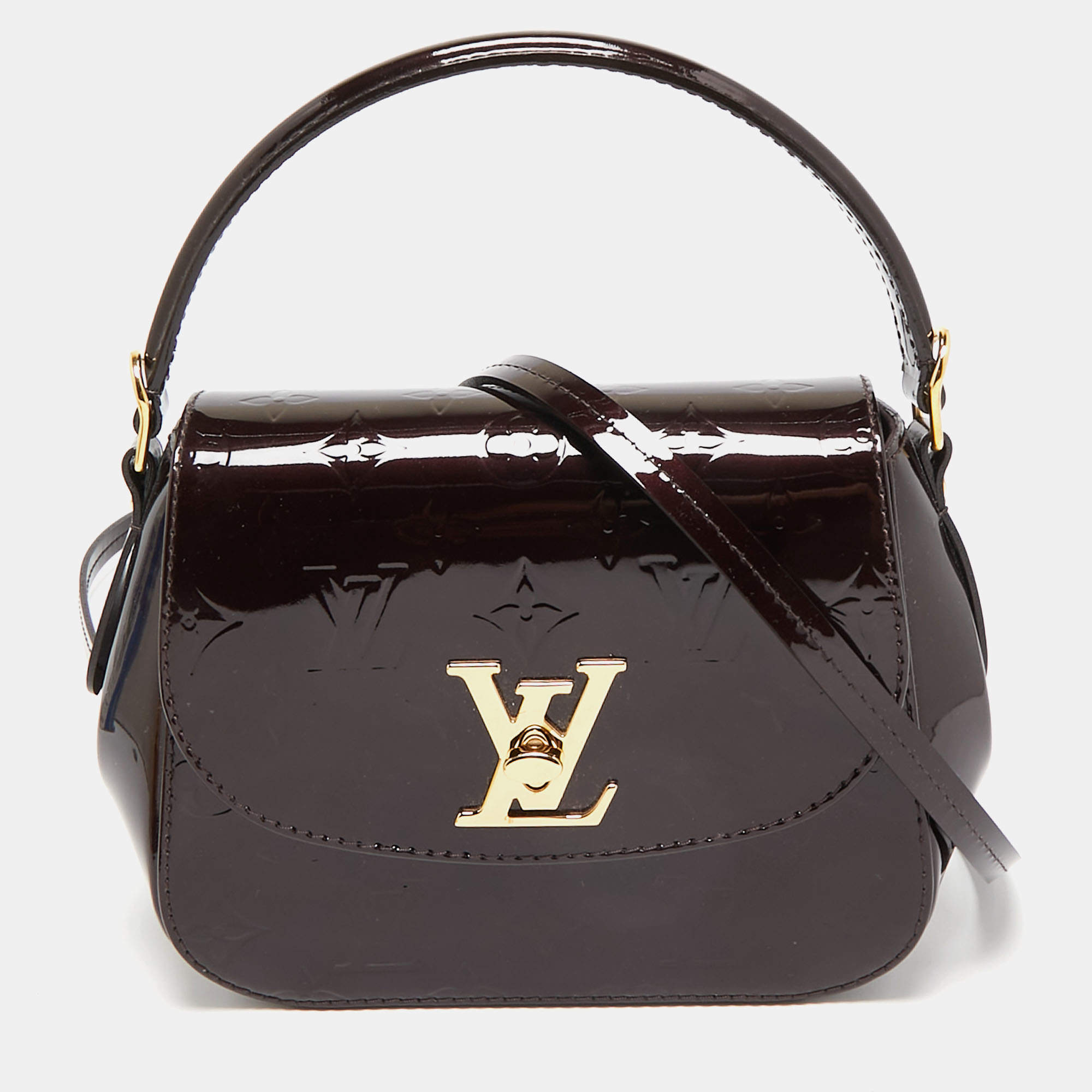 Pre Owned Louis Vuitton Amarante Monogram Vernis Pasadena Bag