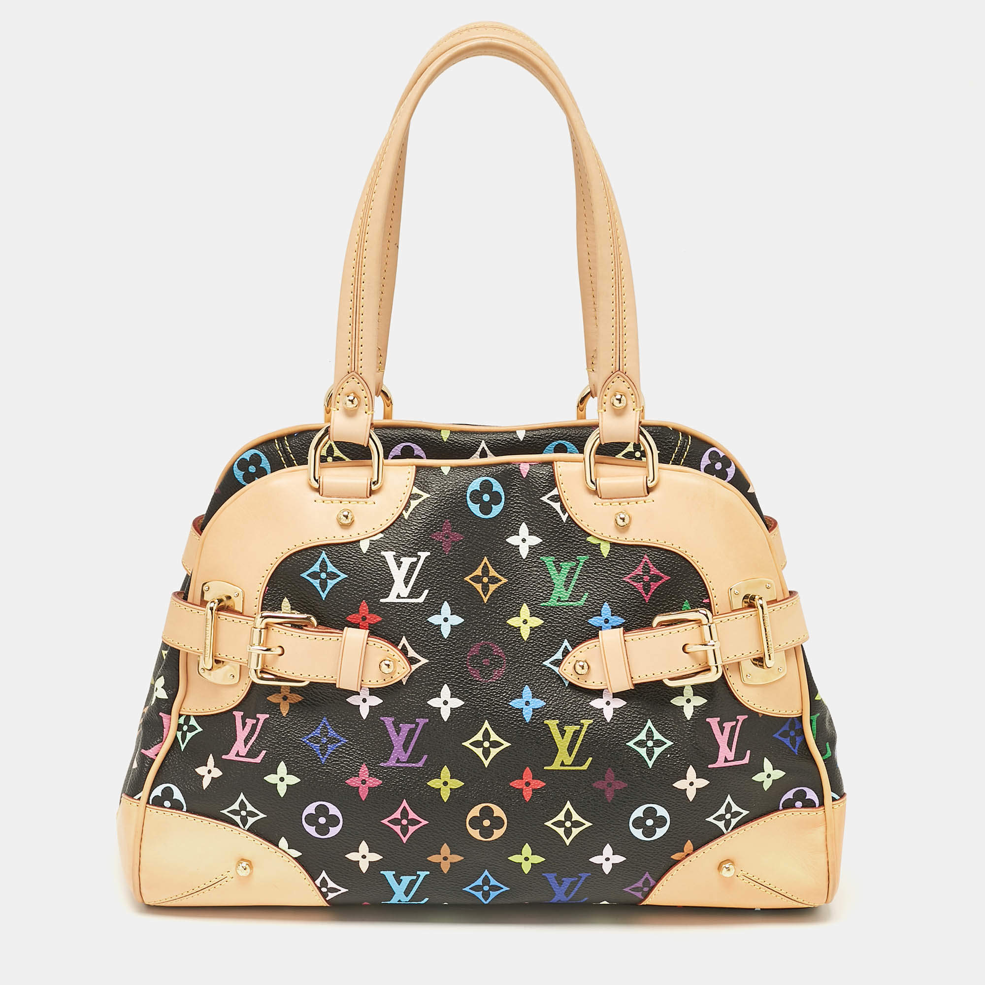 Pre Owned Louis Vuitton Black Monogram Multicolore Canvas Claudia Bag