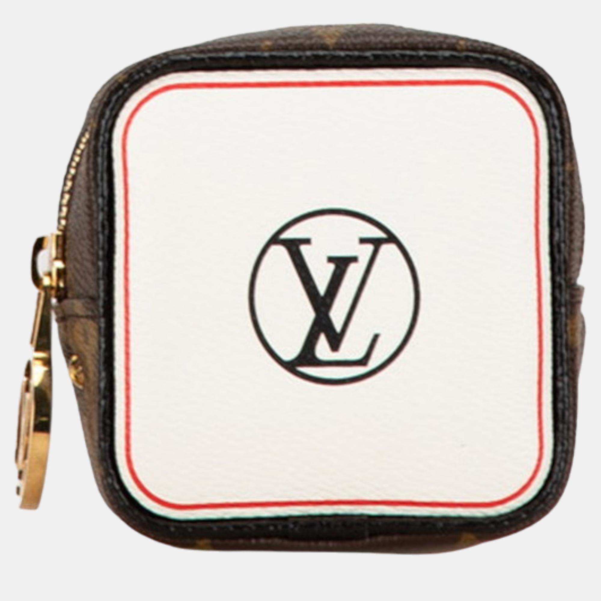 Louis Vuitton Brown Pvc Leather Canvas Monogram Portemonnaie Cube Pouch