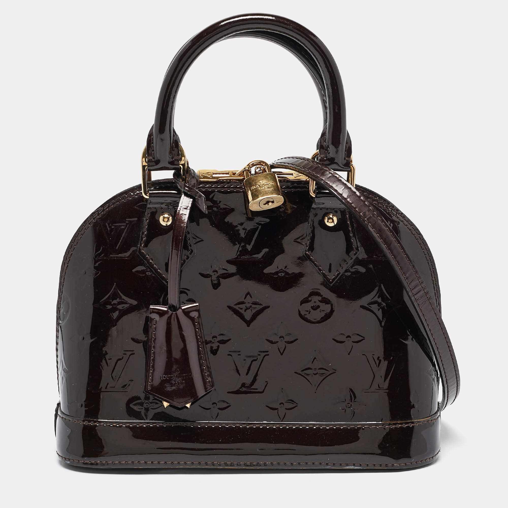 Pre Owned Louis Vuitton Amarante Monogram Vernis Alma BB Bag