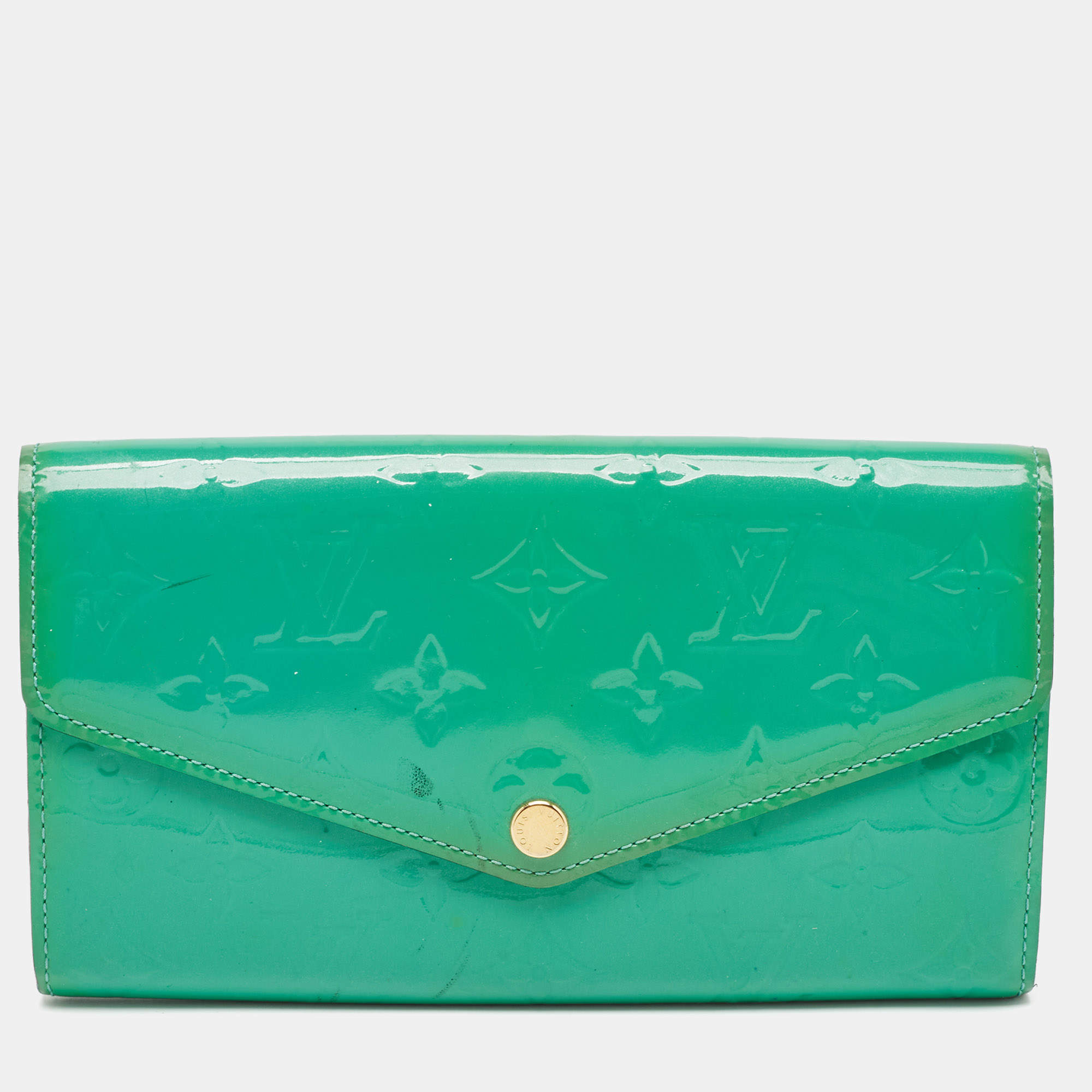 Louis Vuitton Bleu Lagon Monogram Vernis Sarah Wallet