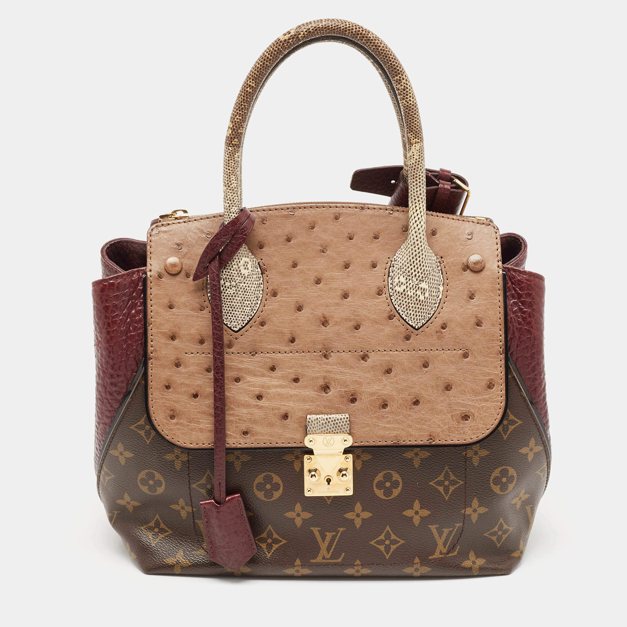 Pre Owned Louis Vuitton Burgundy Exotique Monogram Limited Edition Majestueux PM Bag
