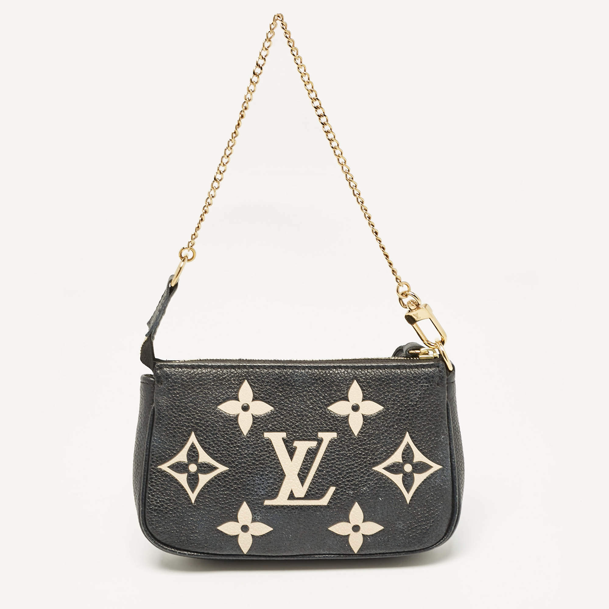 Pre Owned Louis Vuitton Black Giant Monogram Empreinte Mini Pochette Accessoires