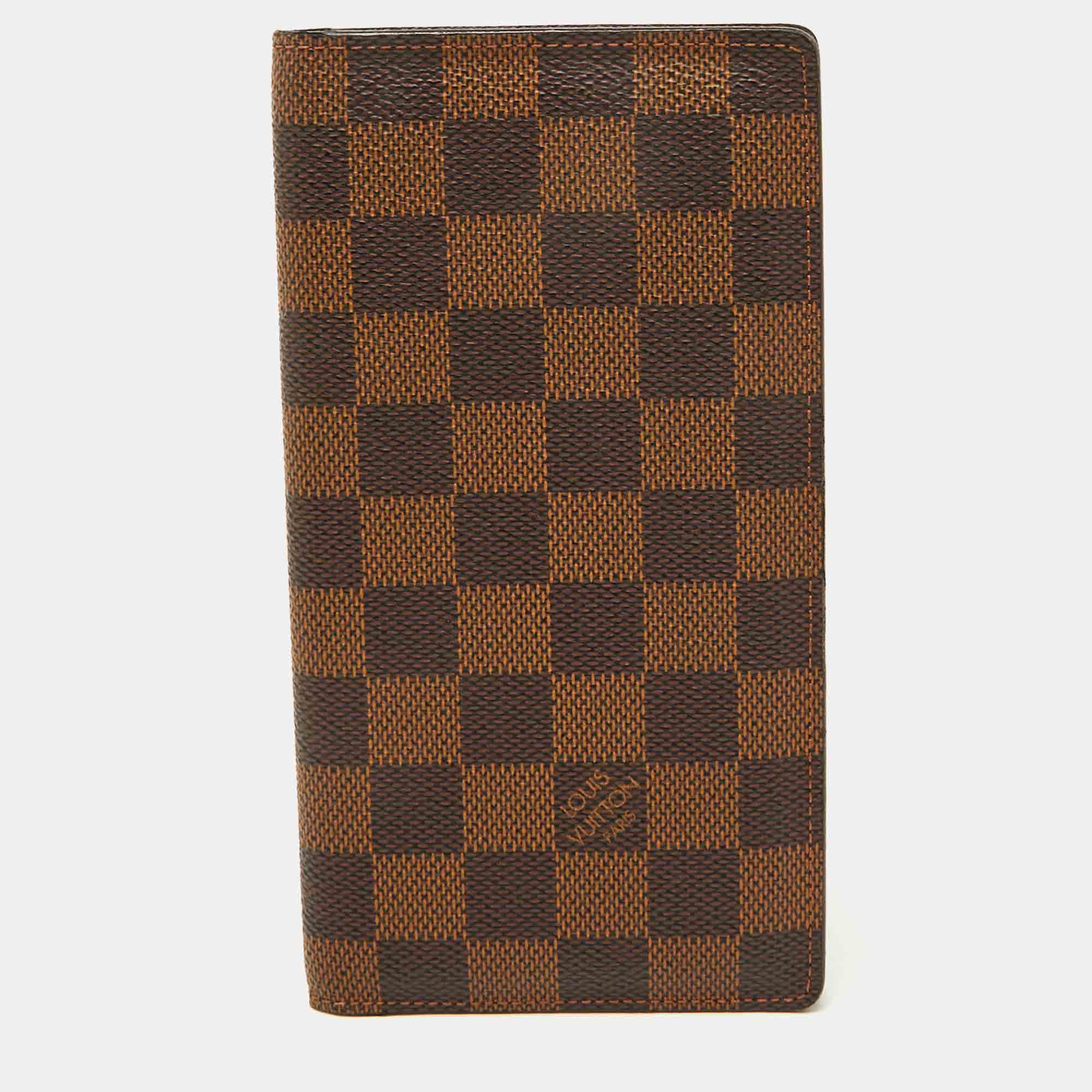 Louis Vuitton Damier Ebene Canvas Brazza Long Wallet