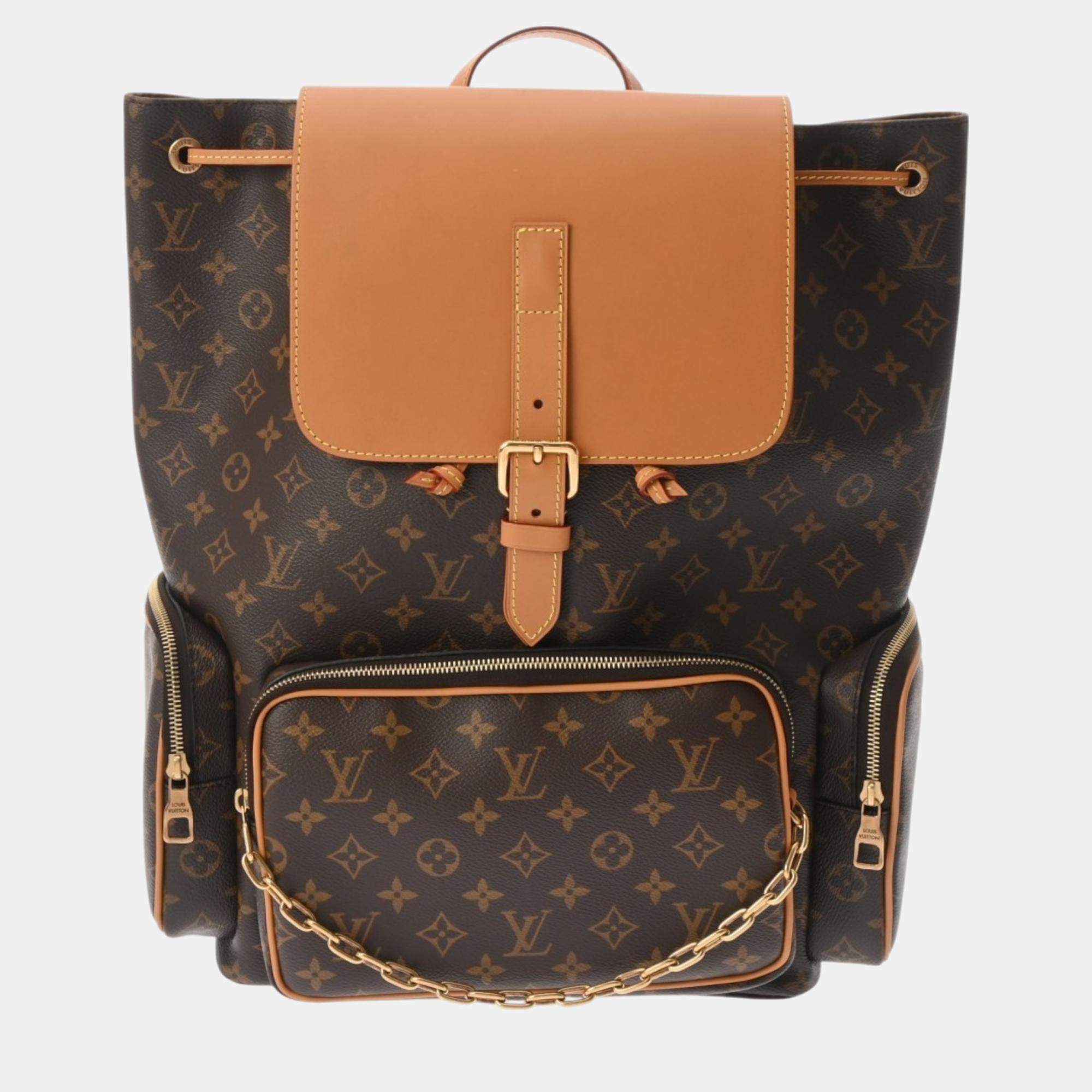 Louis Vuitton Brown Monogram Canvas, Leather Trio Backpack  