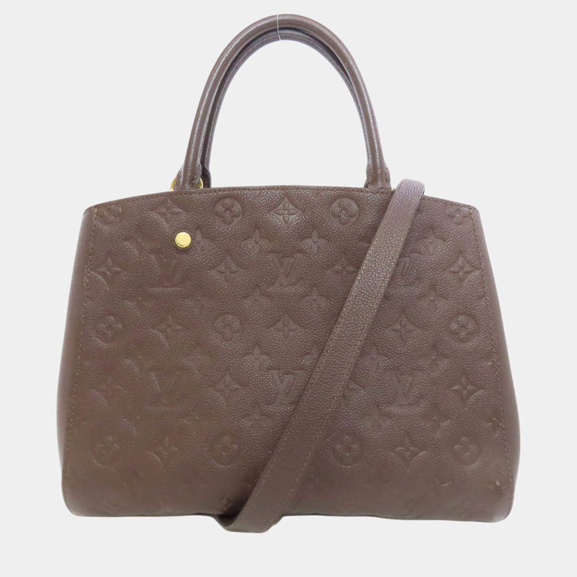 Pre Owned Louis Vuitton Earth Monogram Empreinte Montaigne MM Handbag