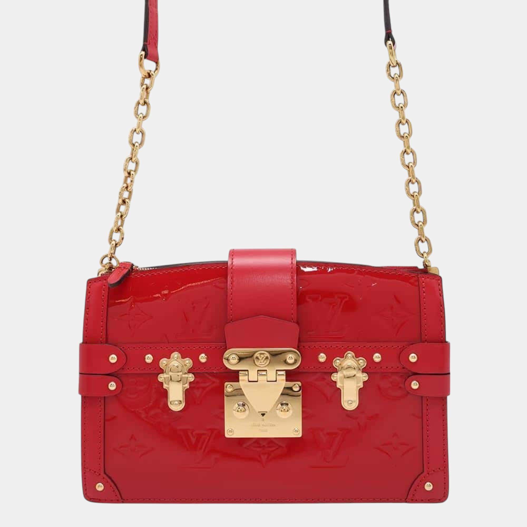 Louis Vuitton Red Monogram Vernis Trunk Clutch Shoulder Bag