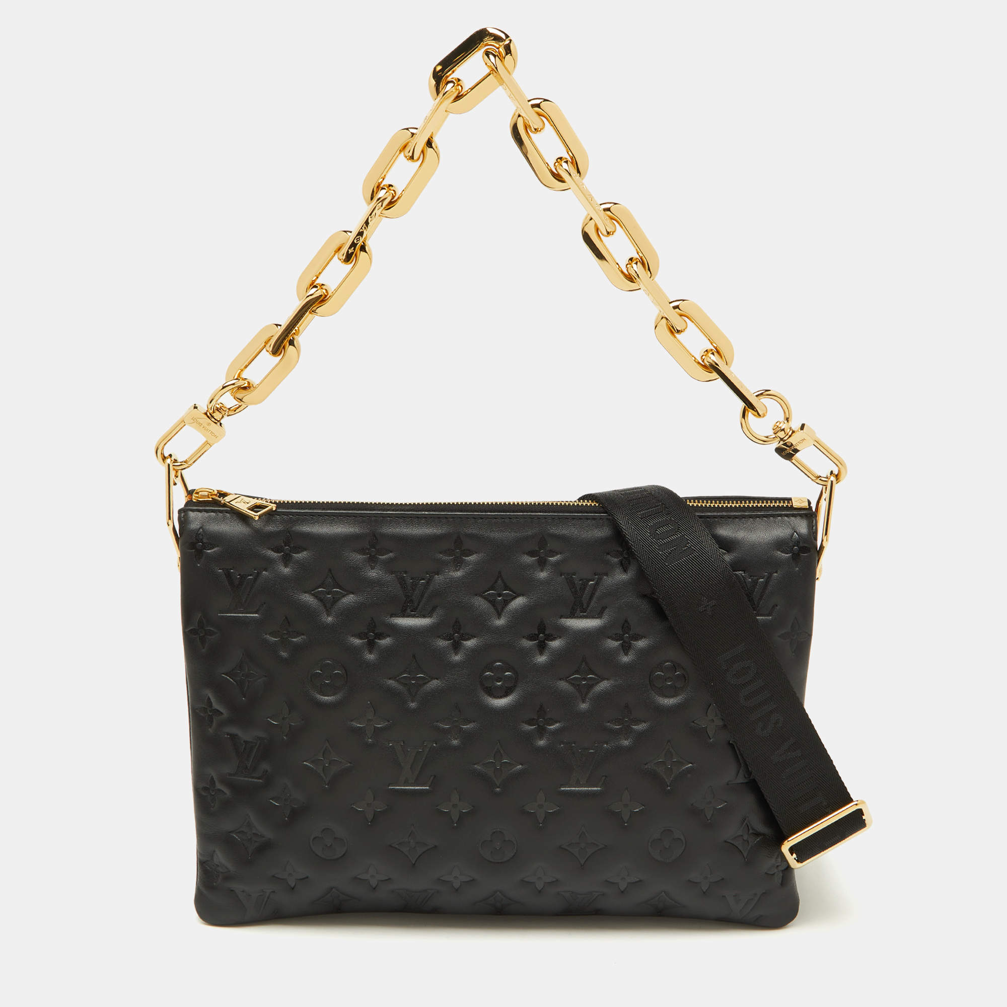 Louis Vuitton Black Monogram Embossed Leather Coussin MM Bag