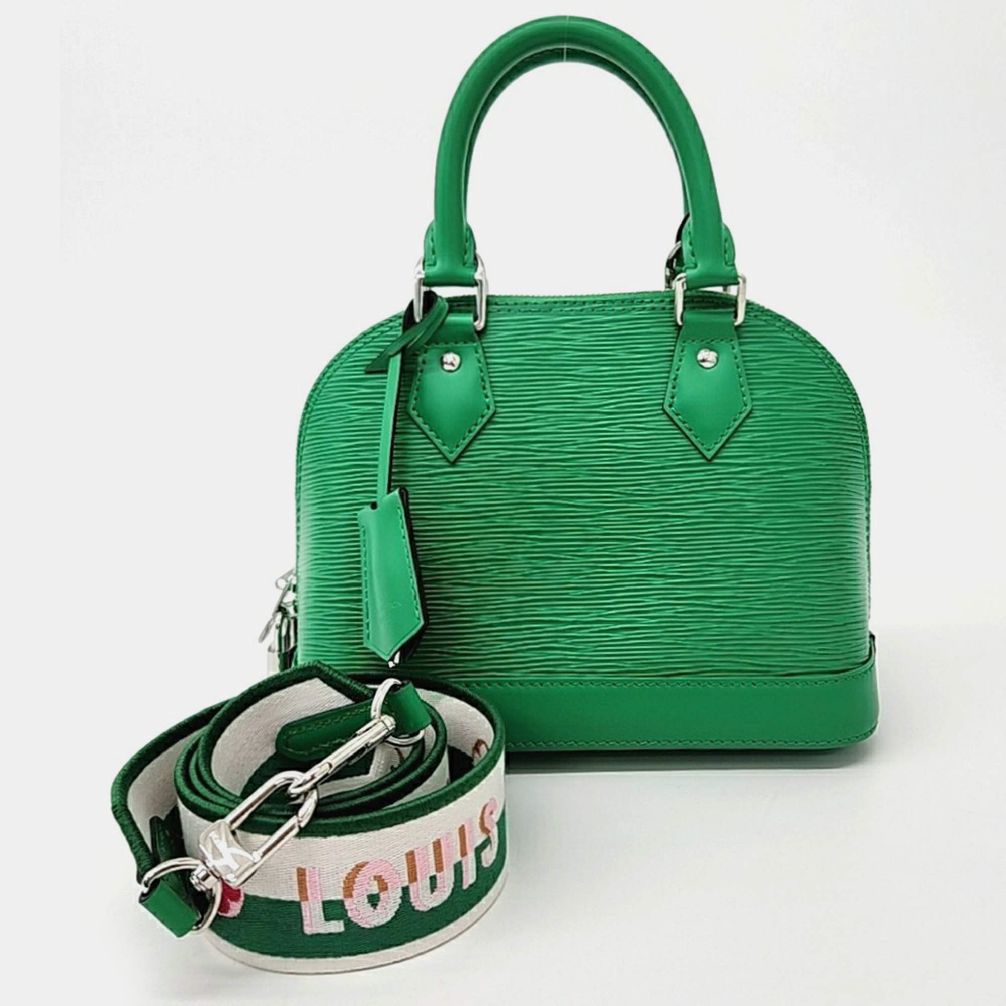 Pre Owned Louis Vuitton Green Epi Leather Alma BB Shoulder Bag
