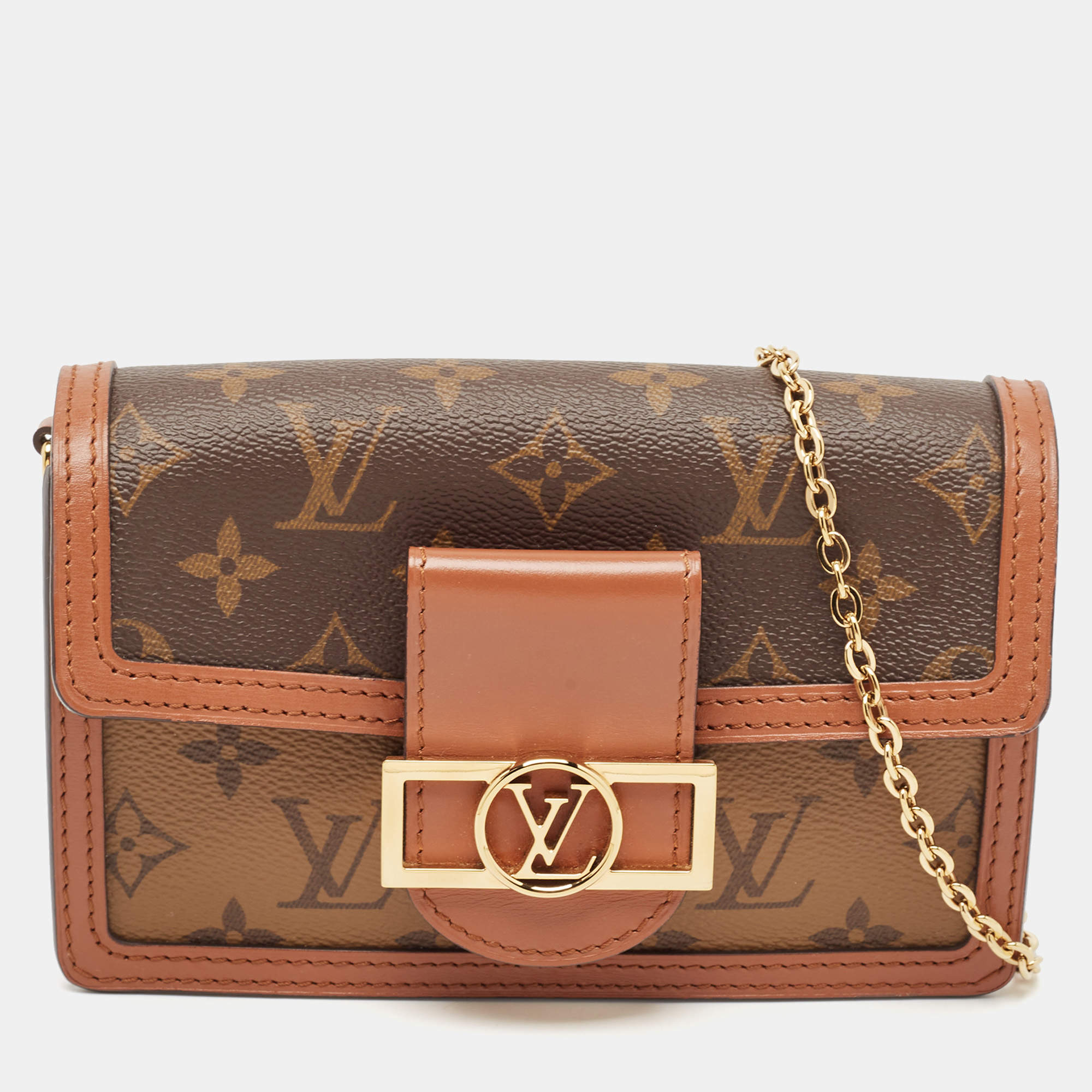Louis Vuitton Monogram Reverse Canvas Dauphine Wallet on Chain