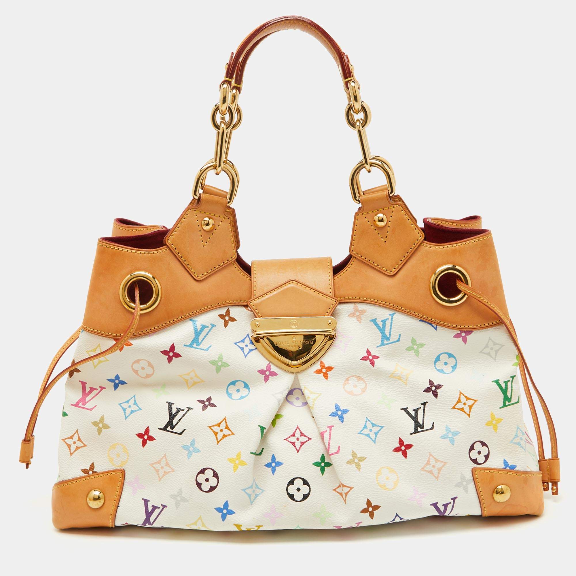 Pre Owned Louis Vuitton White Multicolore Monogram Canvas Ursula Bag