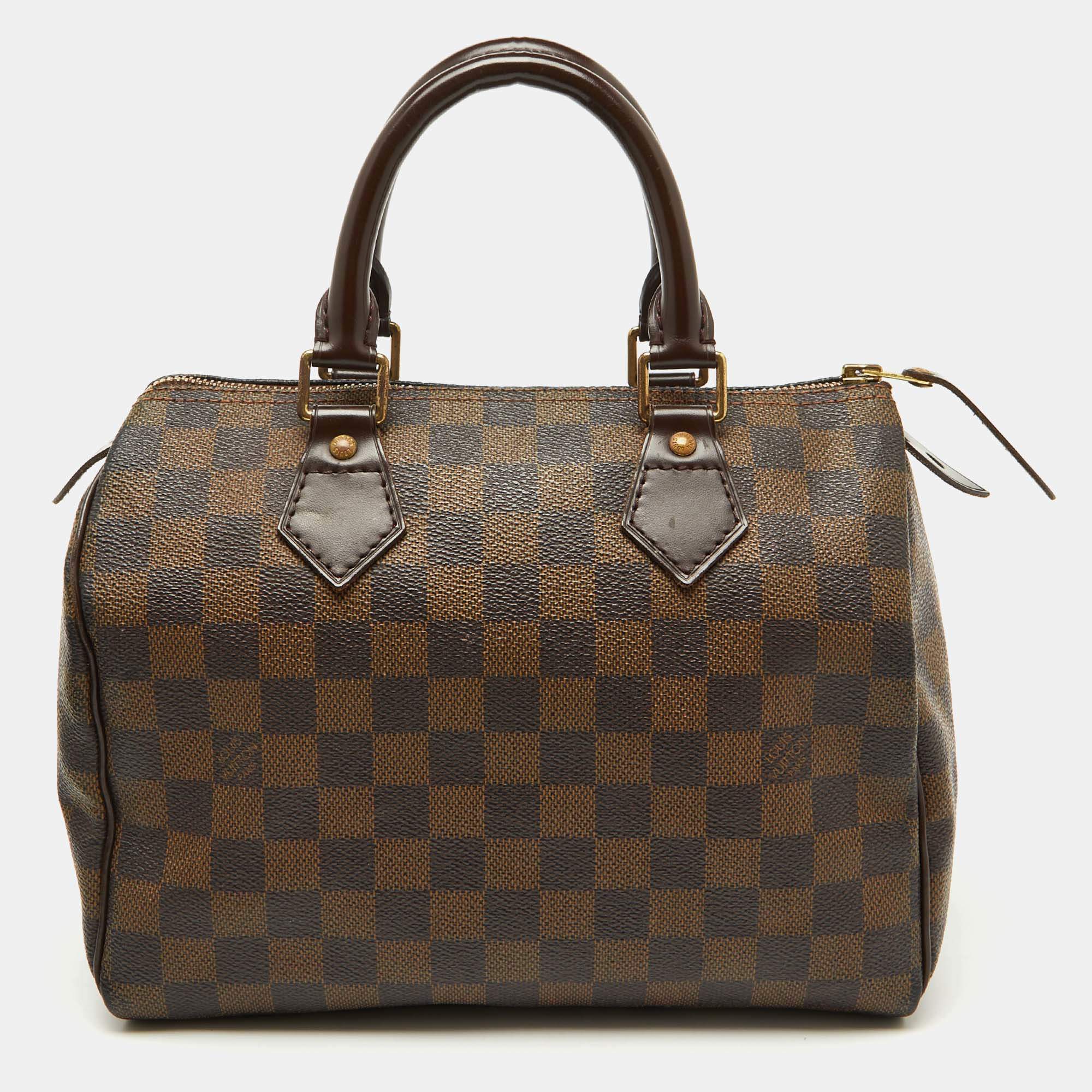 Pre Owned Louis Vuitton Damier Ebene Canvas Speedy 25 Bag