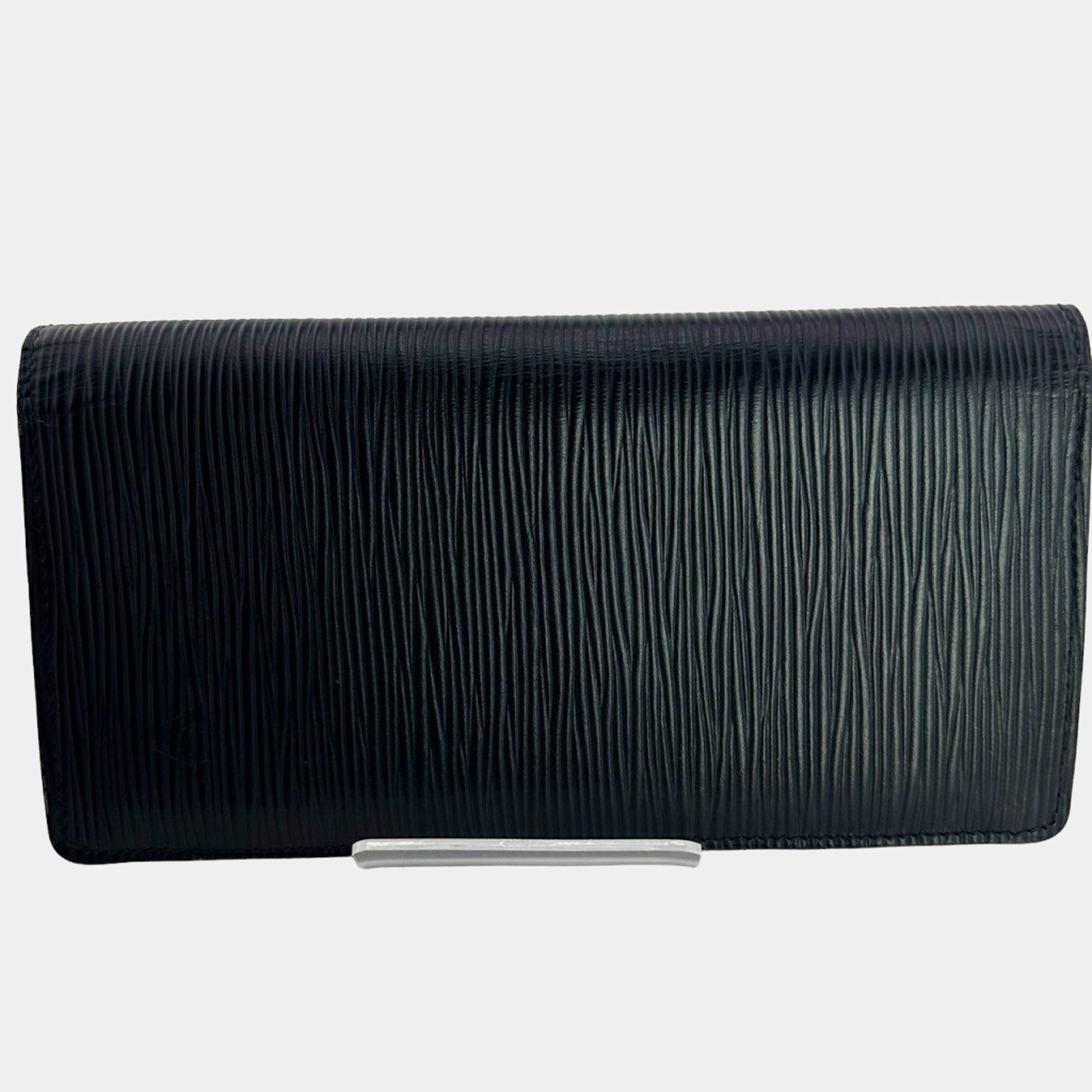 Louis Vuitton Noir Epi Leather Brazza Long Wallet