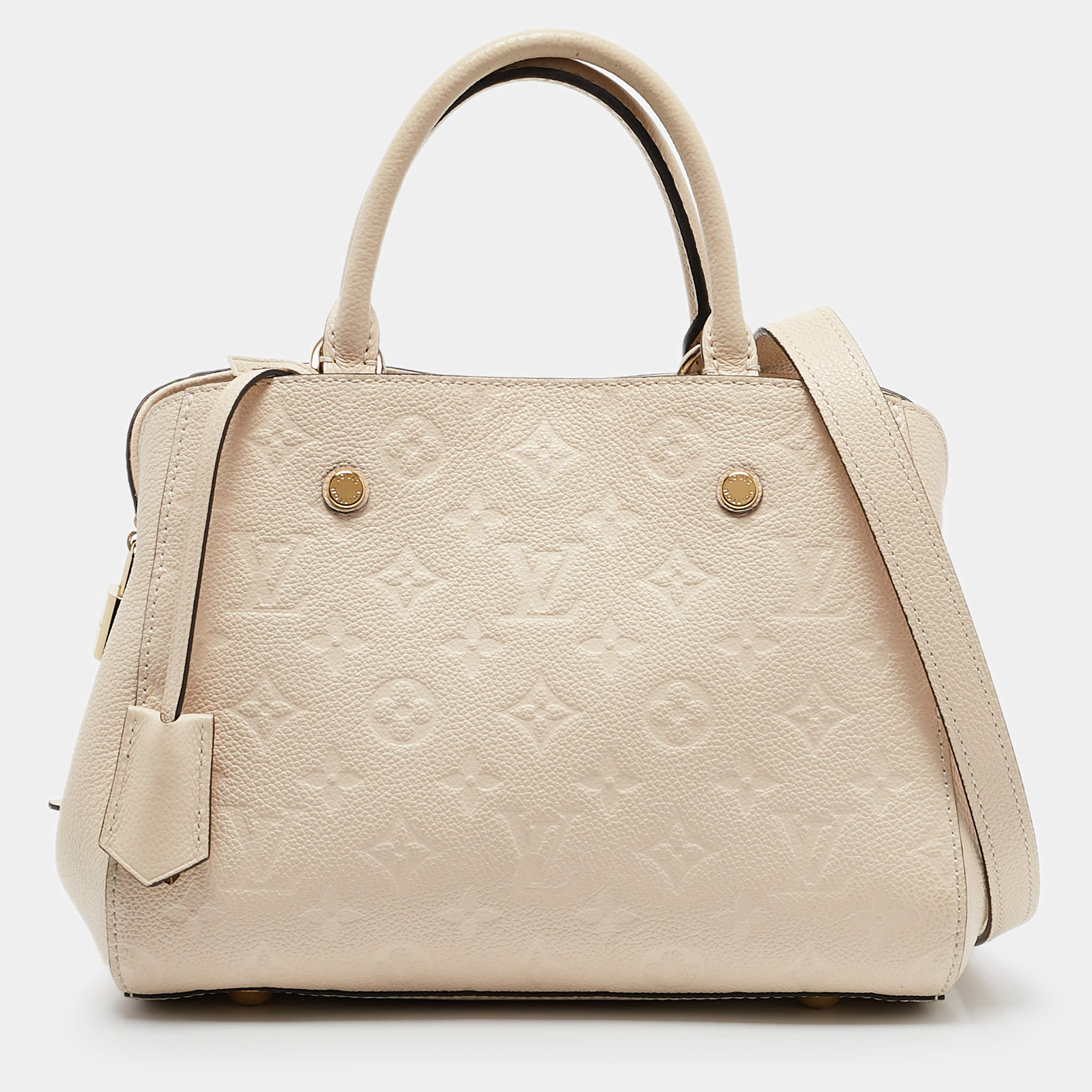 Pre Owned Louis Vuitton Creme Empreinte Leather Montaigne BB Bag
