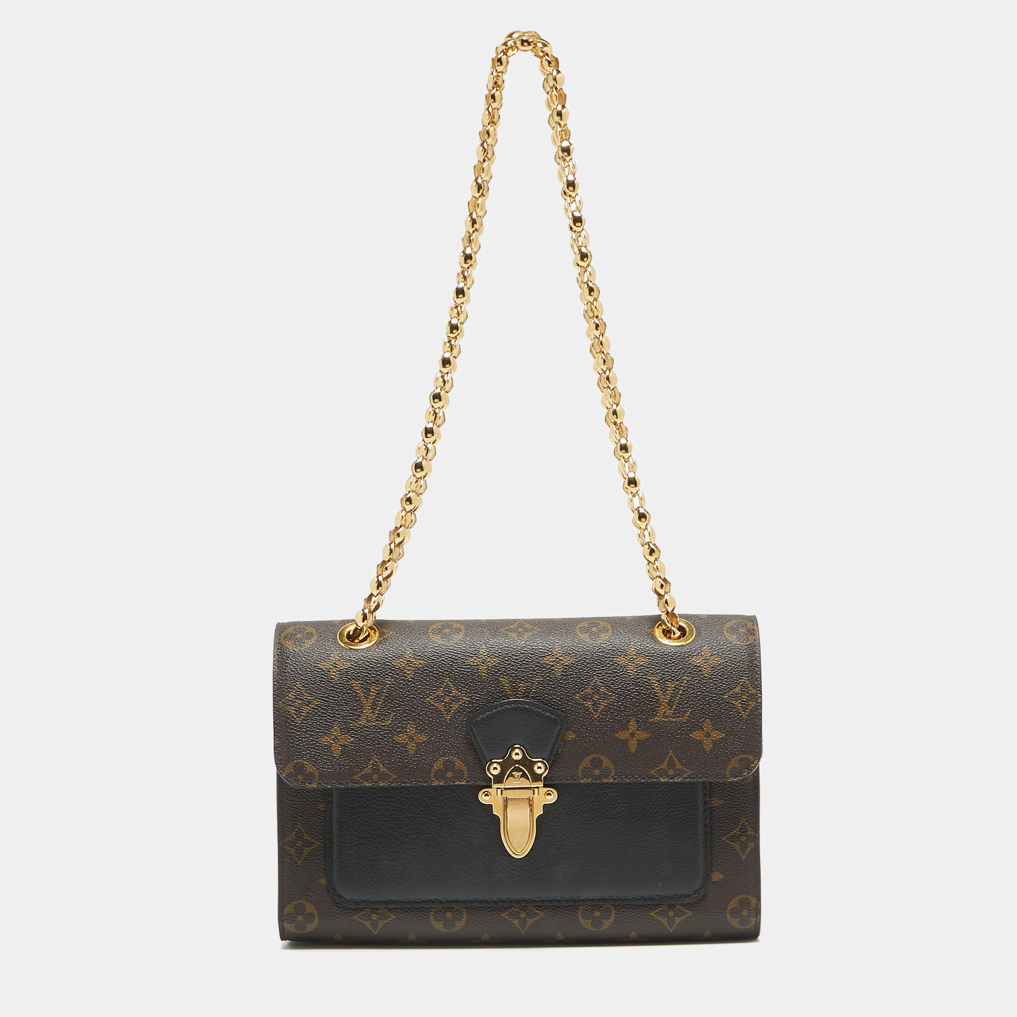 Pre Owned Louis Vuitton Black Monogram Canvas Victoire Chain Bag