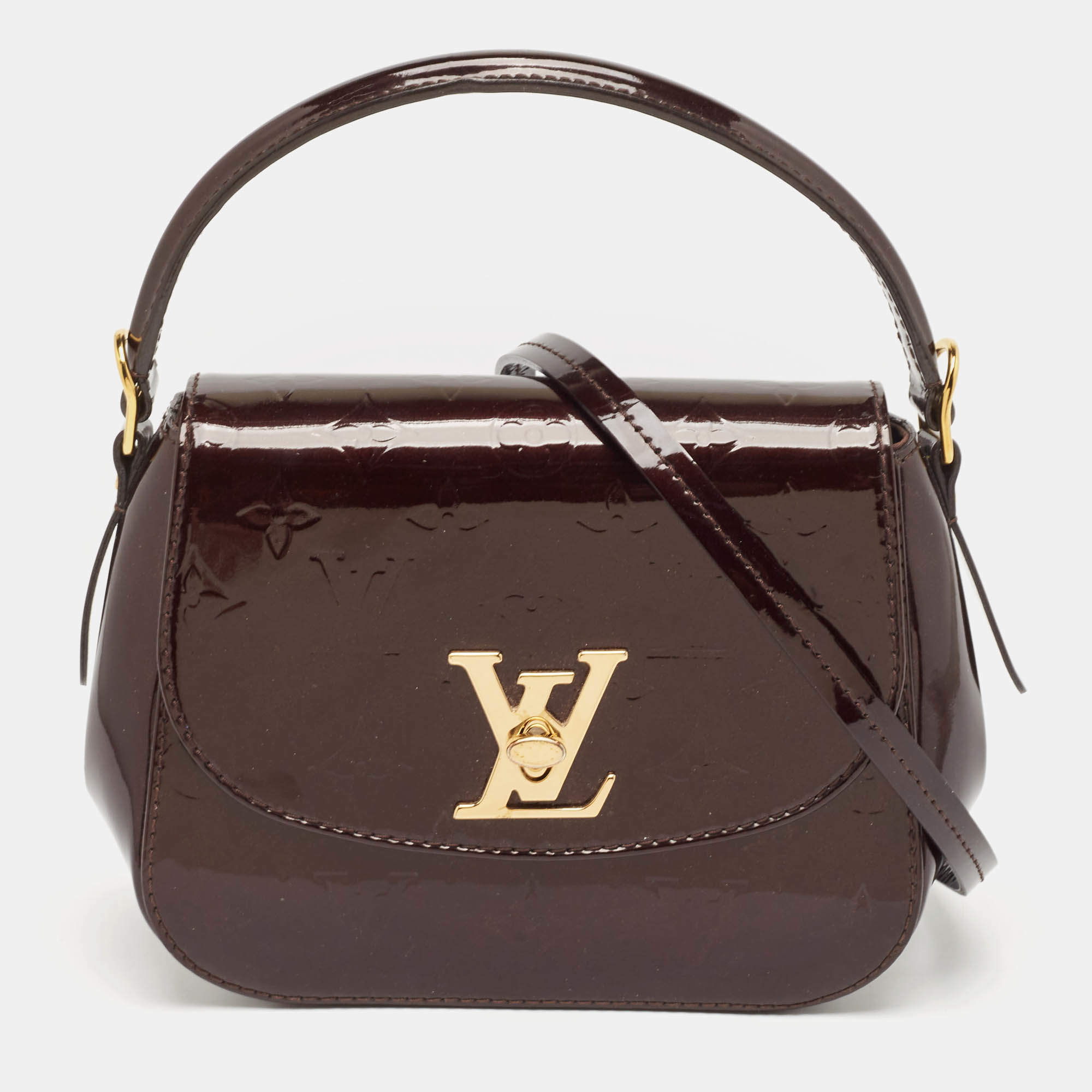 Pre Owned Louis Vuitton Amarante Monogram Vernis Pasadena Bag