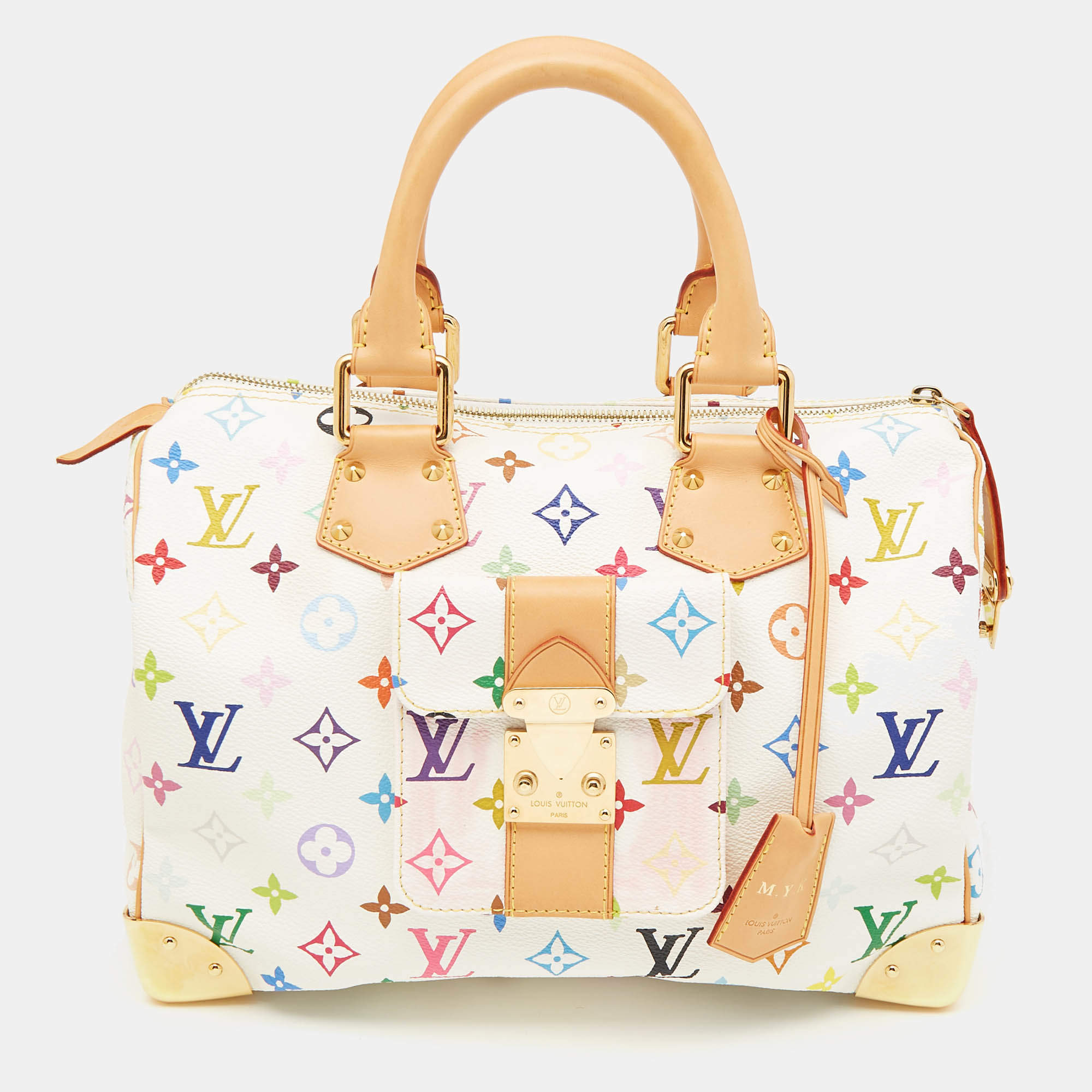 Pre Owned Louis Vuitton White Monogram Multicolore Canvas Speedy 30 Bag