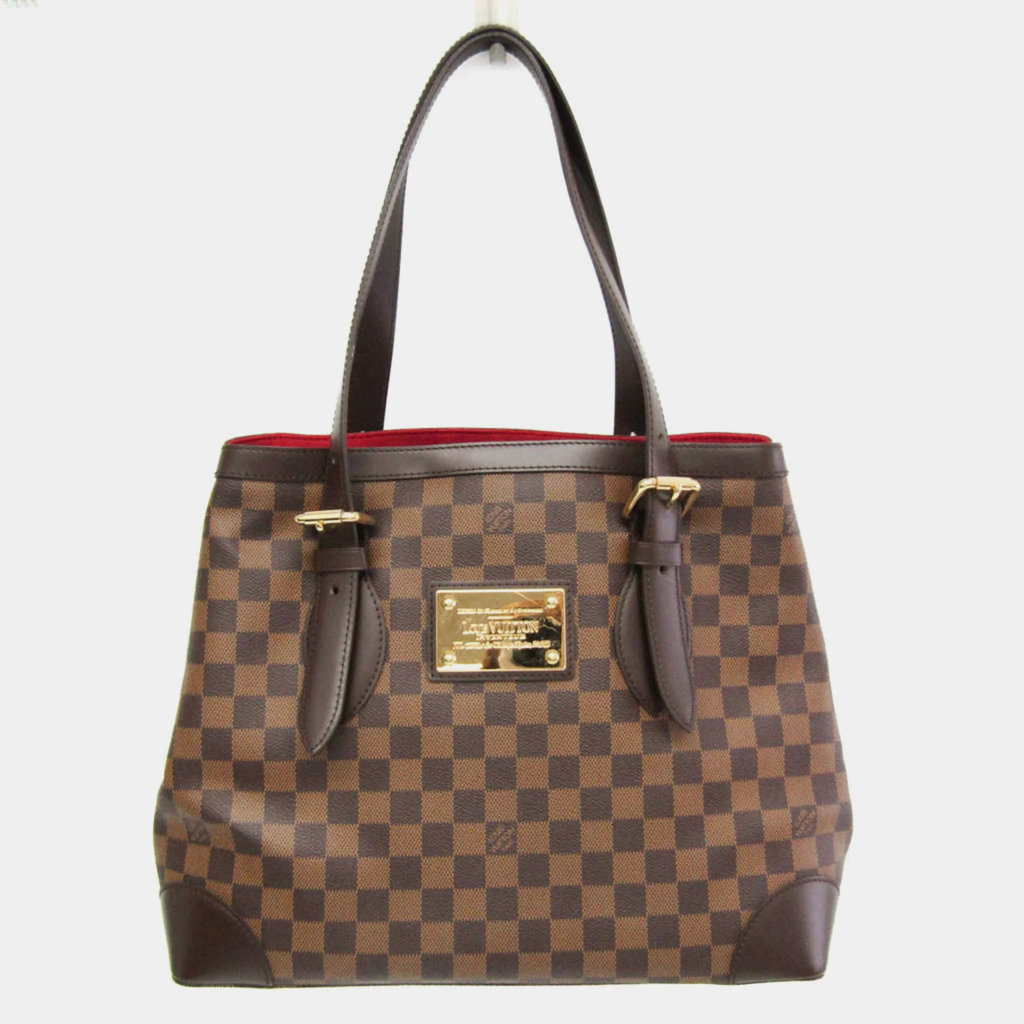 Pre Owned Louis Vuitton Damier Hampstead Mm Tote Bag Brown
