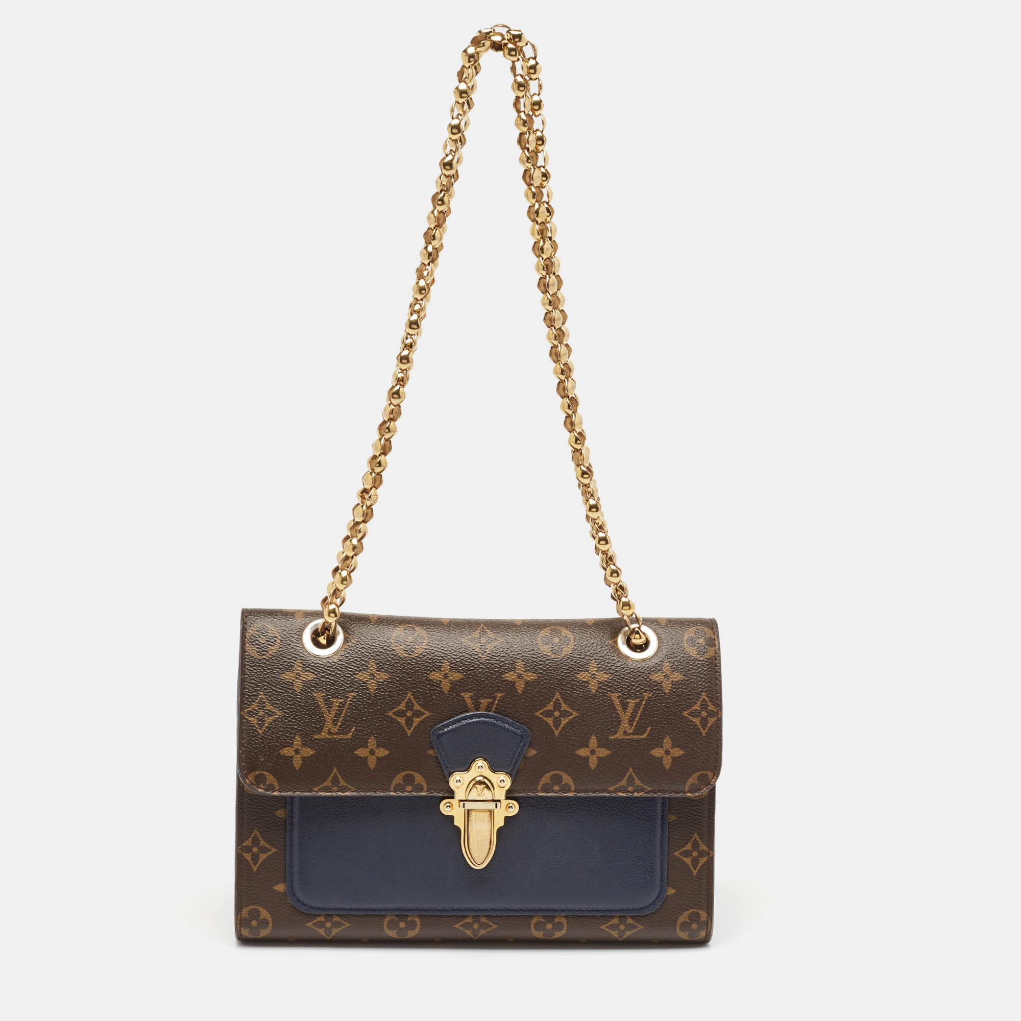 Pre Owned Louis Vuitton Blue Marine Monogram Canvas Victoire Bag